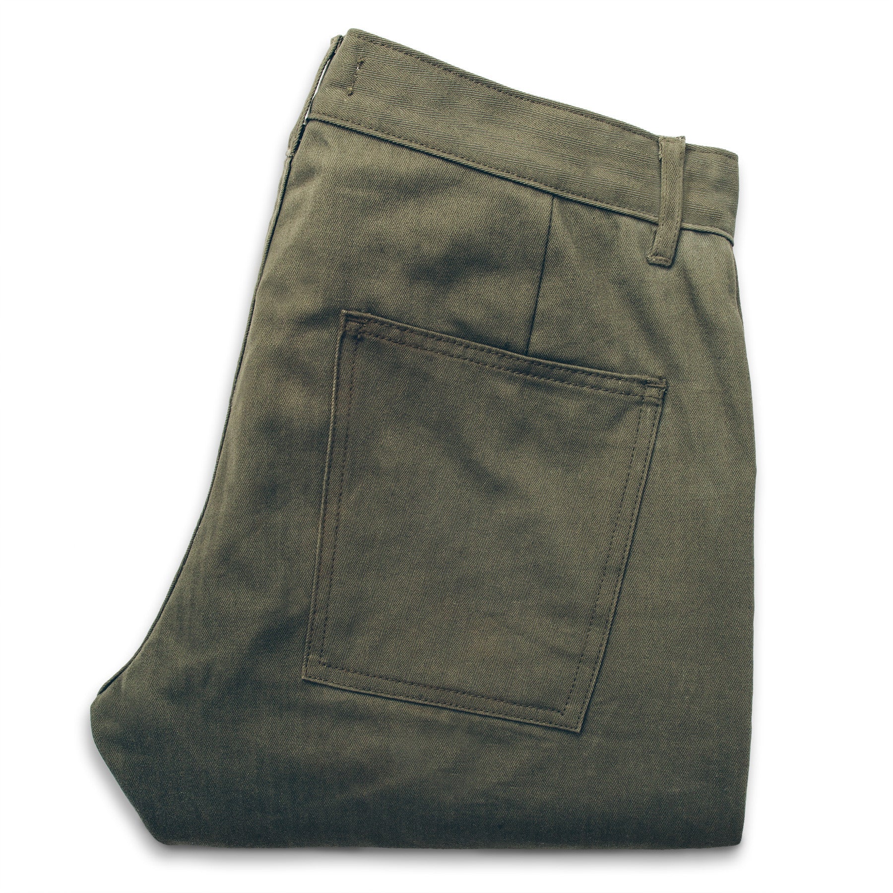 The Camp Pant in Olive Drab Herringbone - Image 4