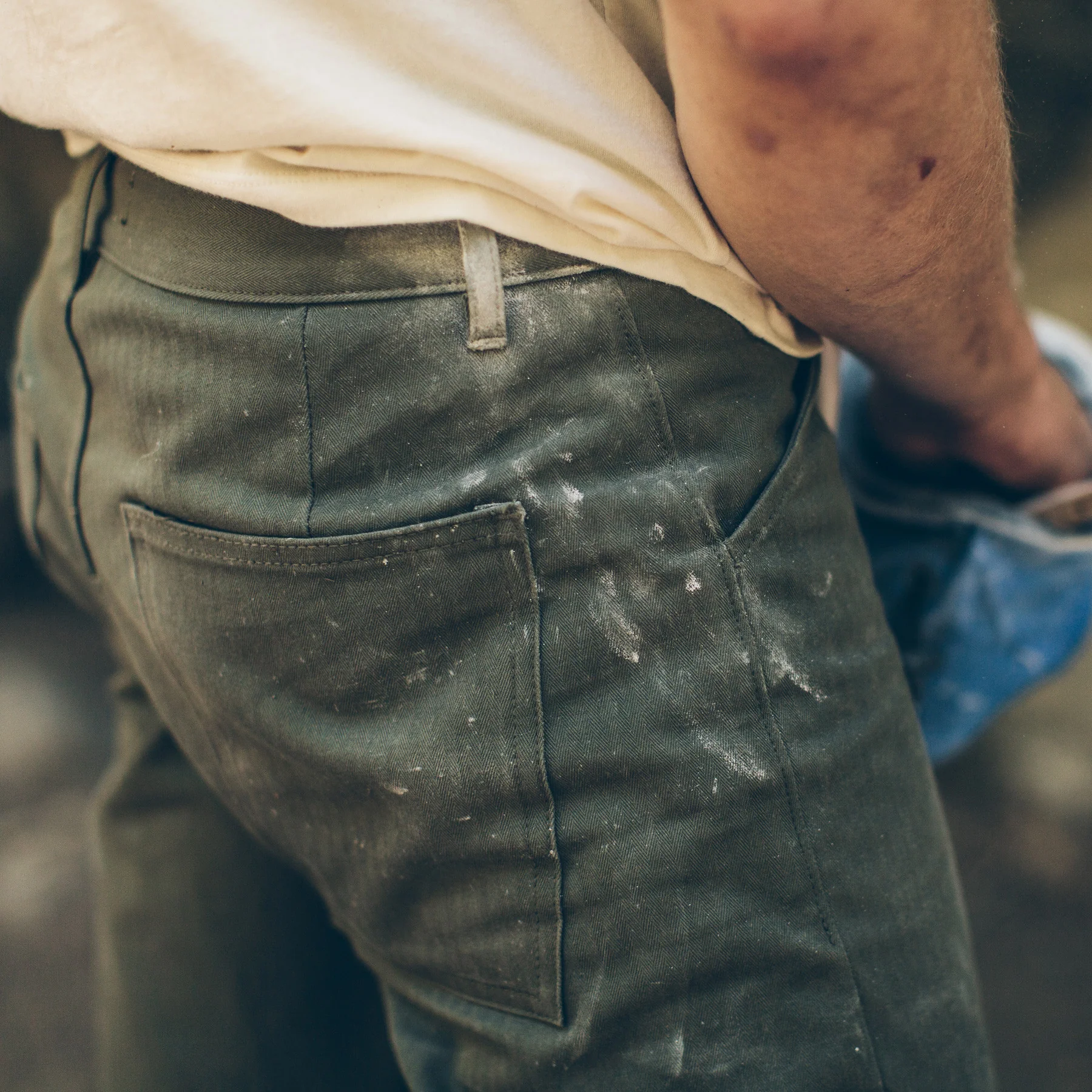 The Camp Pant in Olive Drab Herringbone - Image 6