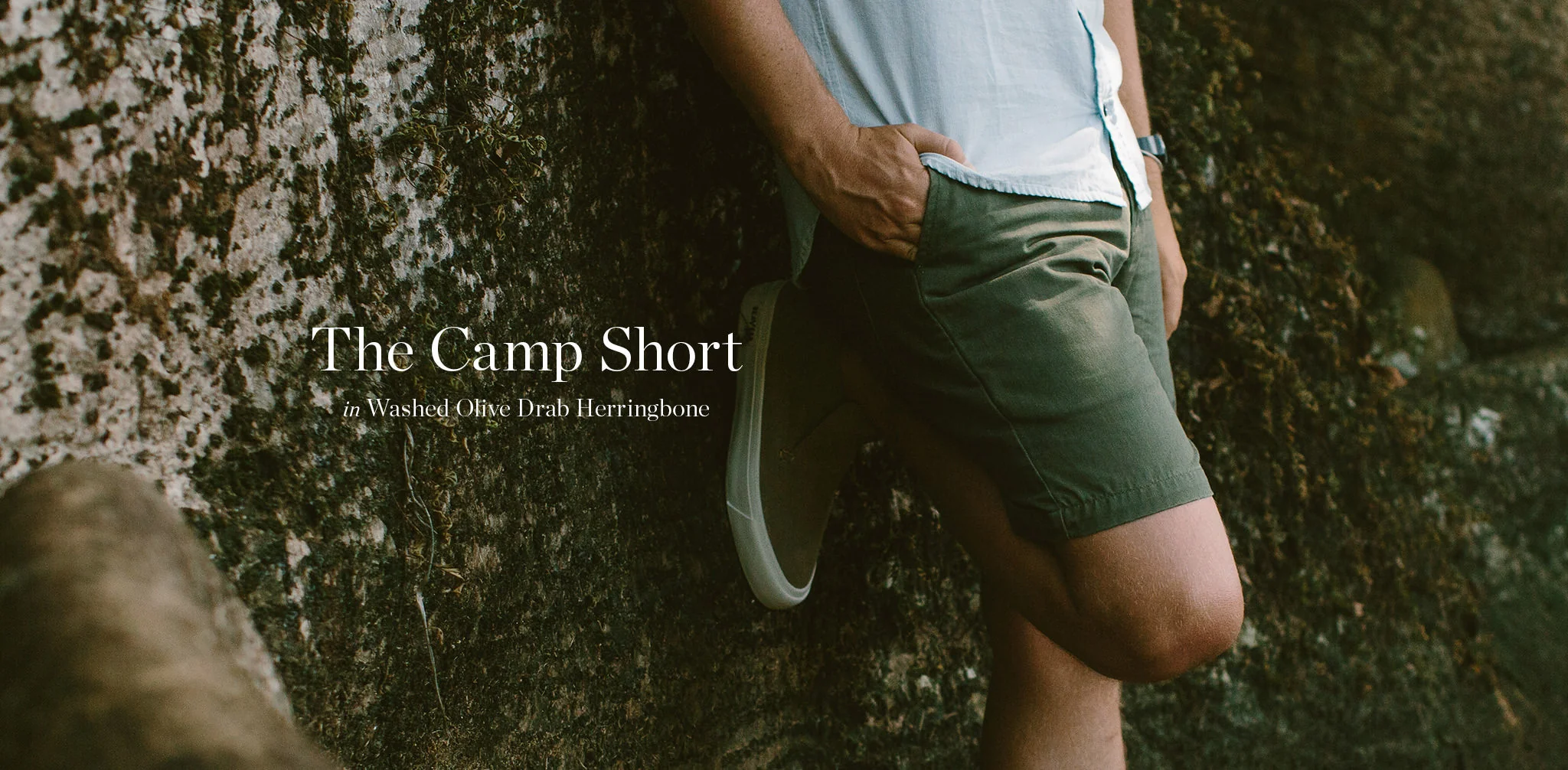 The Camp Short in Washed Olive Drab Herringbone - Image 10