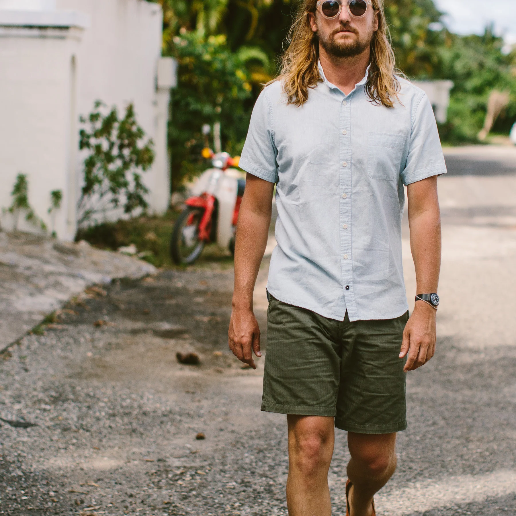 The Camp Short in Washed Olive Drab Herringbone - Image 5