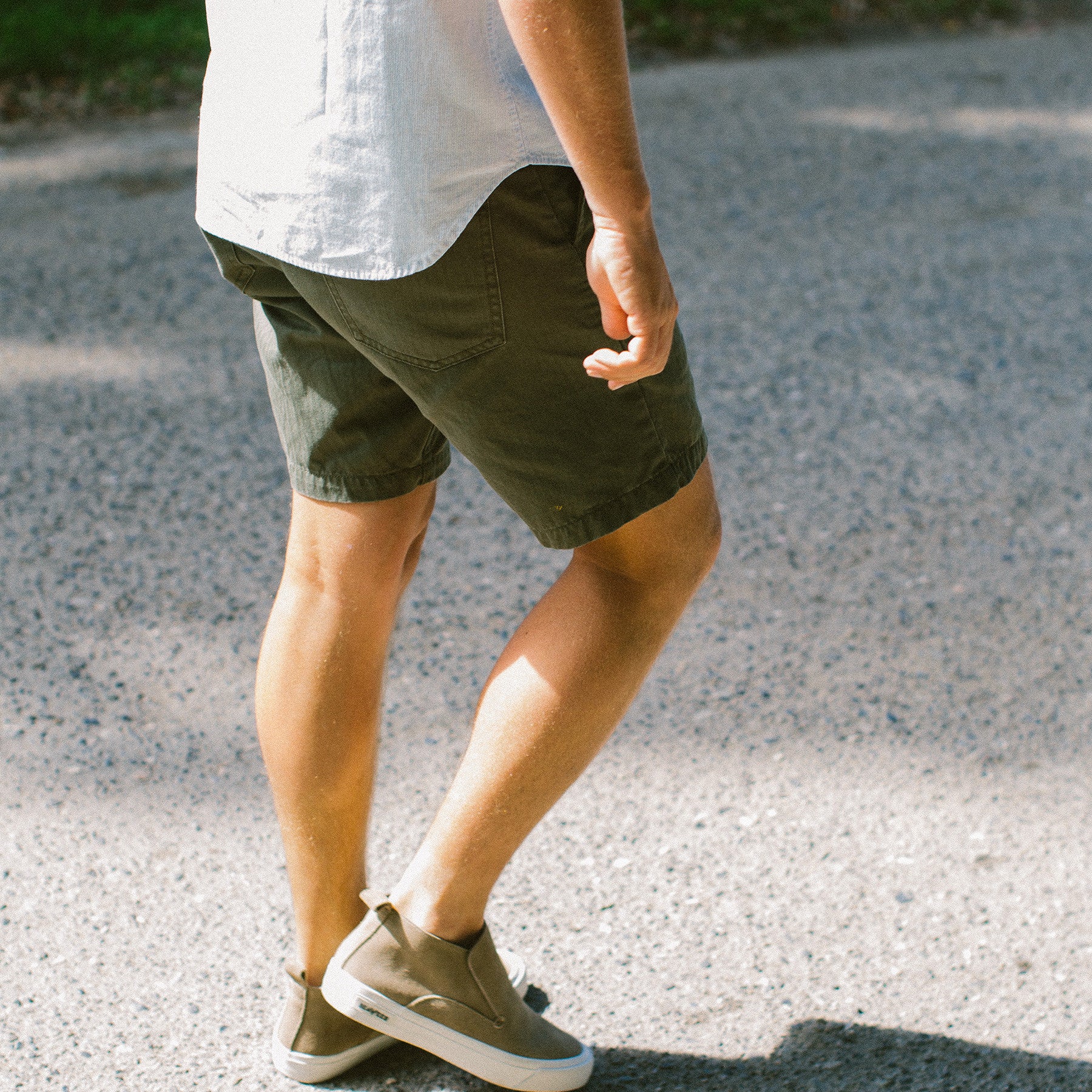 The Camp Short in Washed Olive Drab Herringbone - Image 7