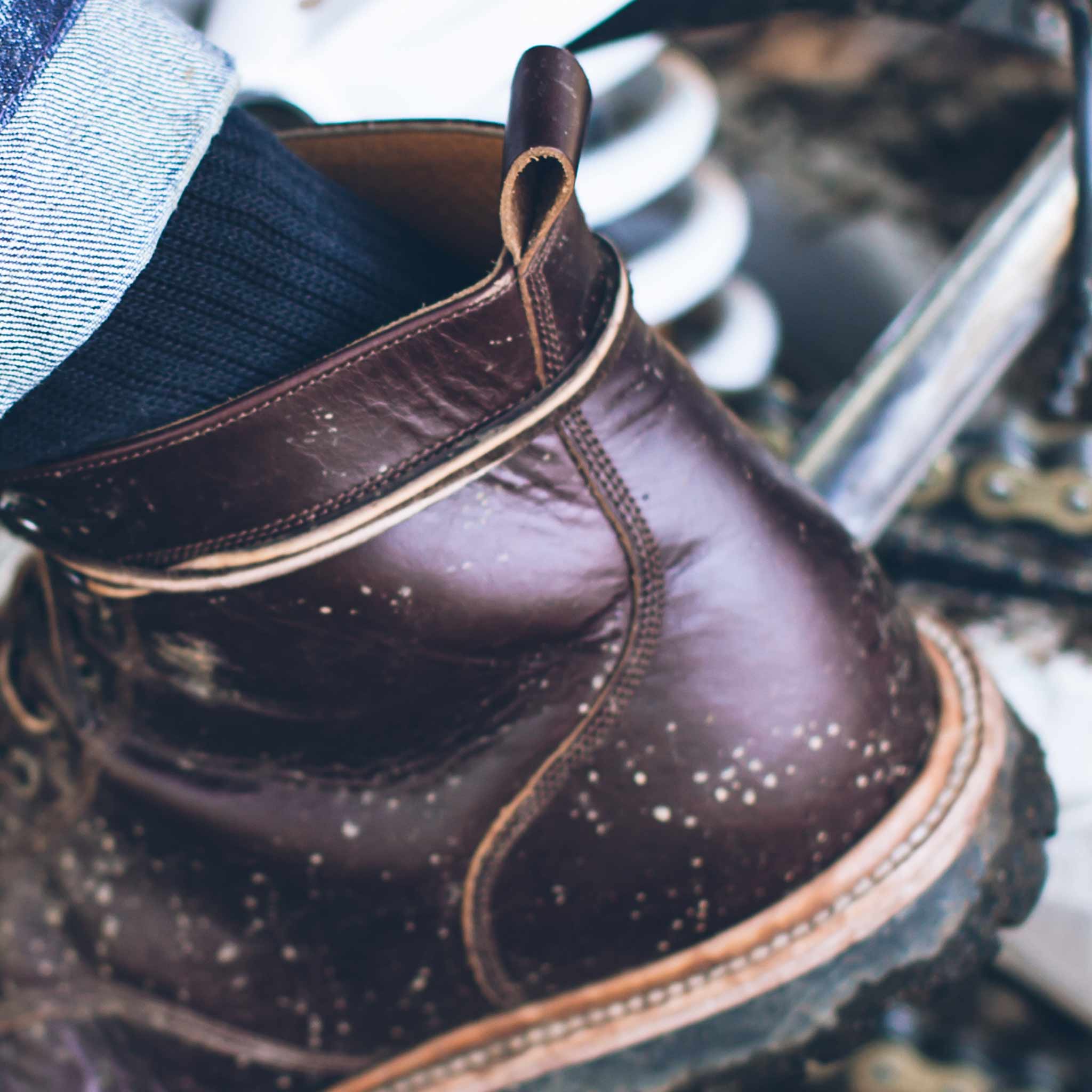 The Cap Toe Moto Boot in Brown Steerhide - Image 4