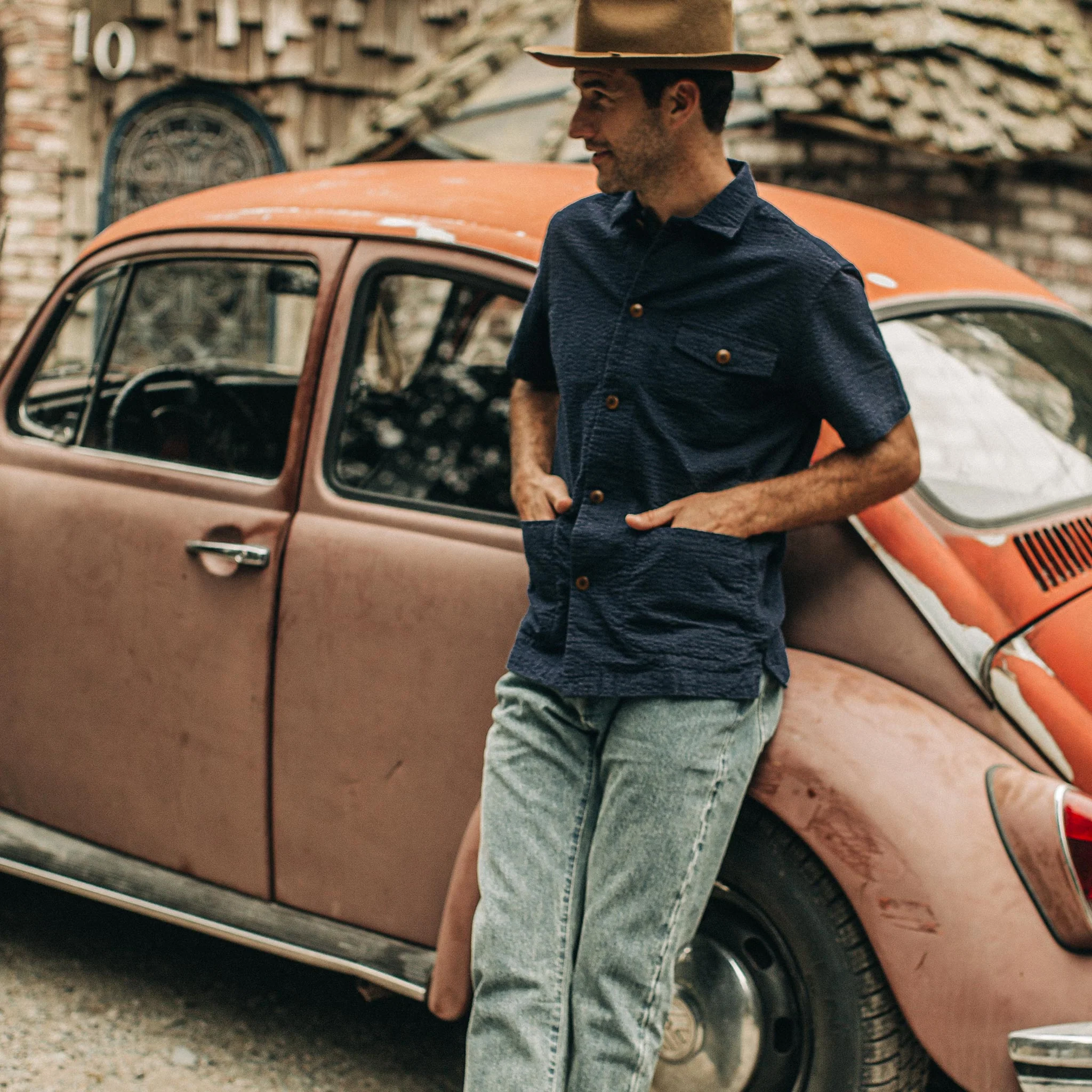 The Caravan Shirt in Navy Seersucker - Image 2