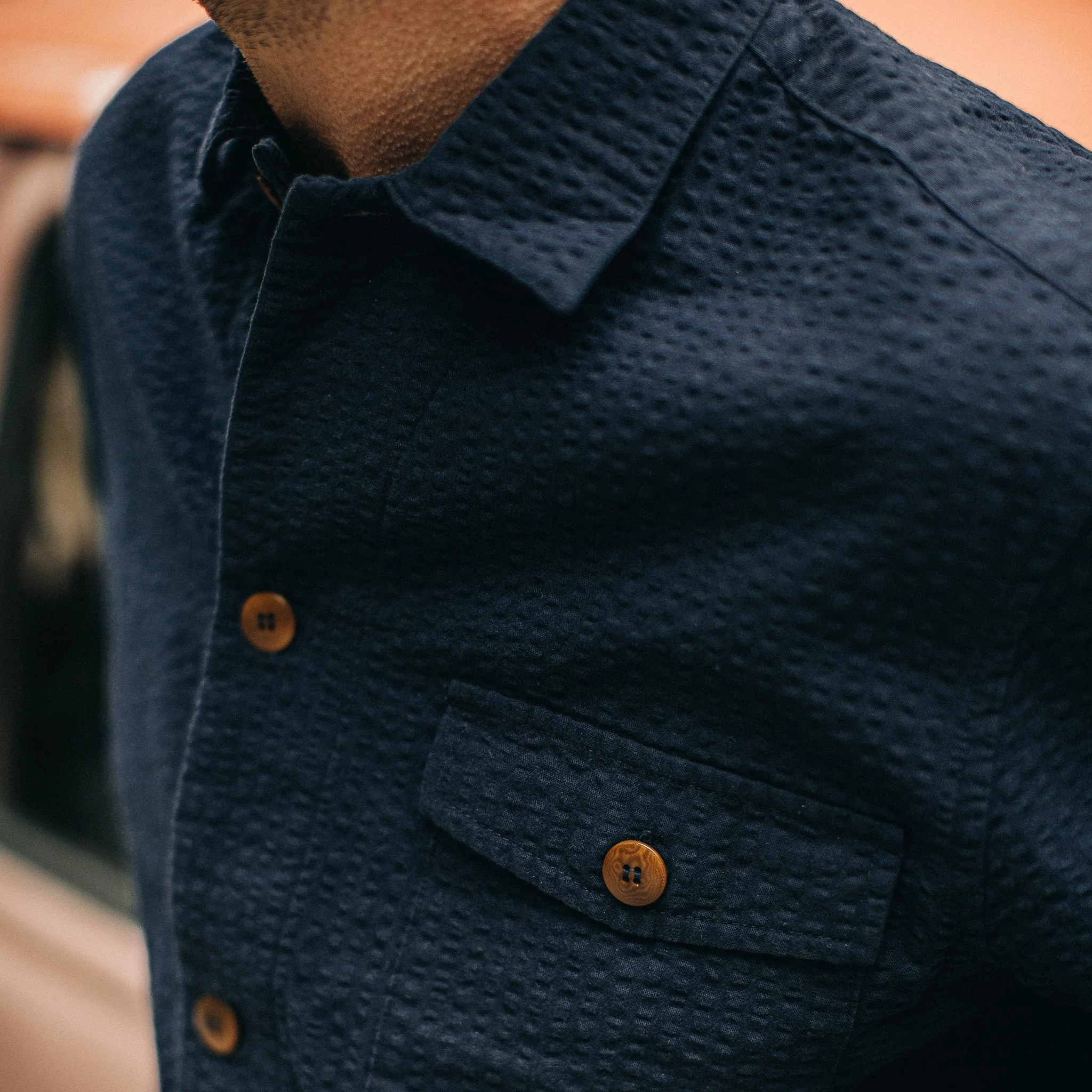 The Caravan Shirt in Navy Seersucker - Image 6