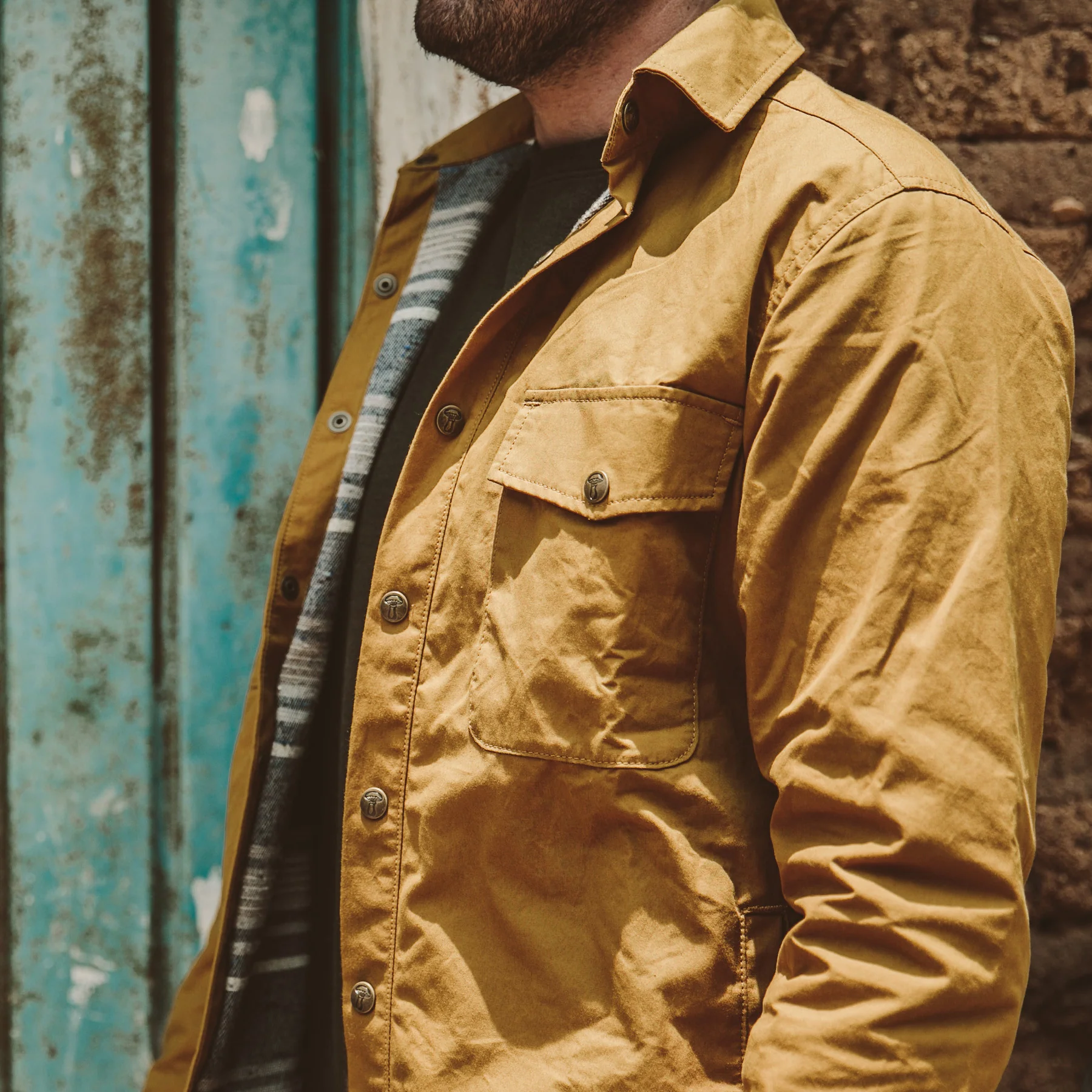 The Chore Jacket in Mustard Dry Wax Canvas - Image 4