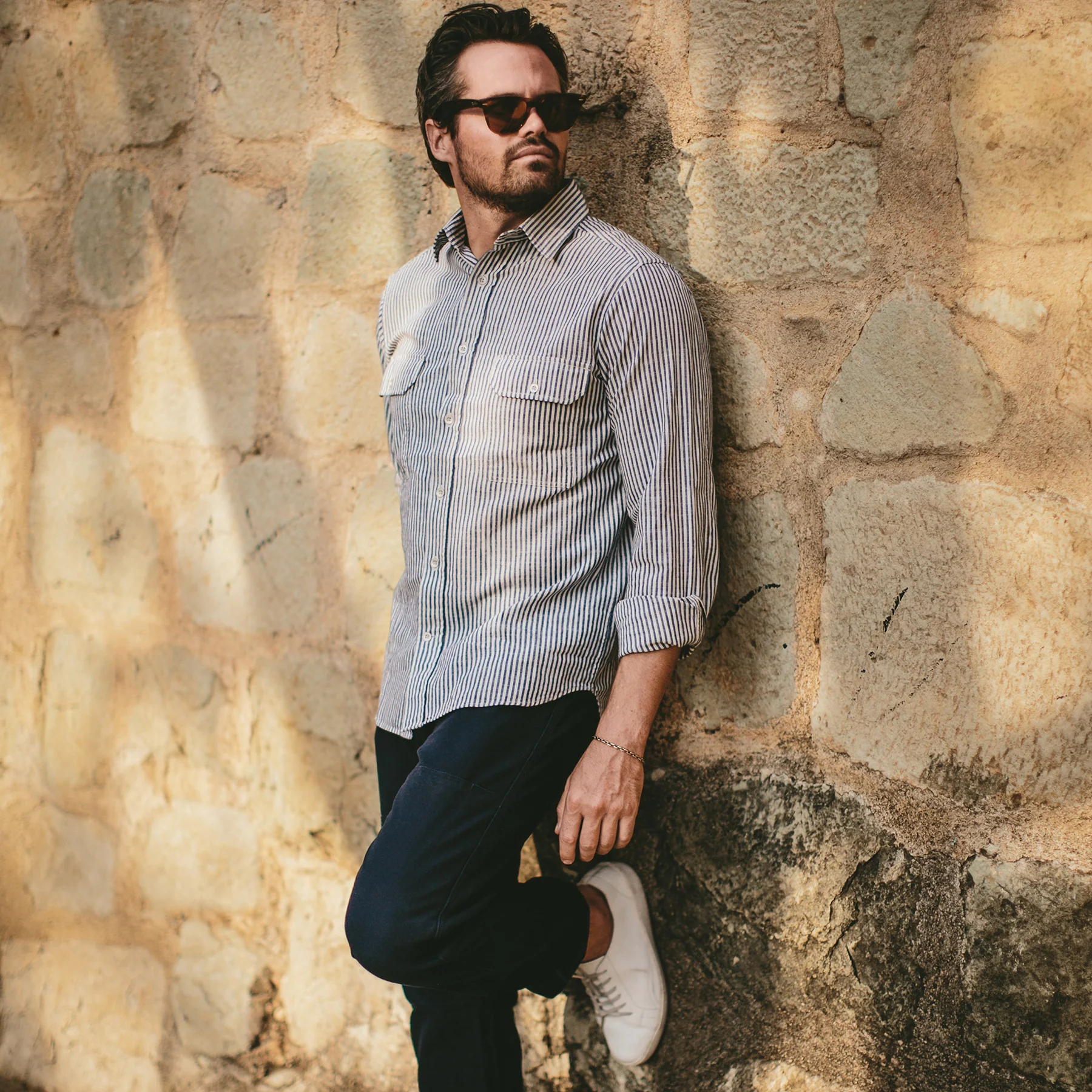 The Chore Shirt in Natural Striped Chambray - Image 2