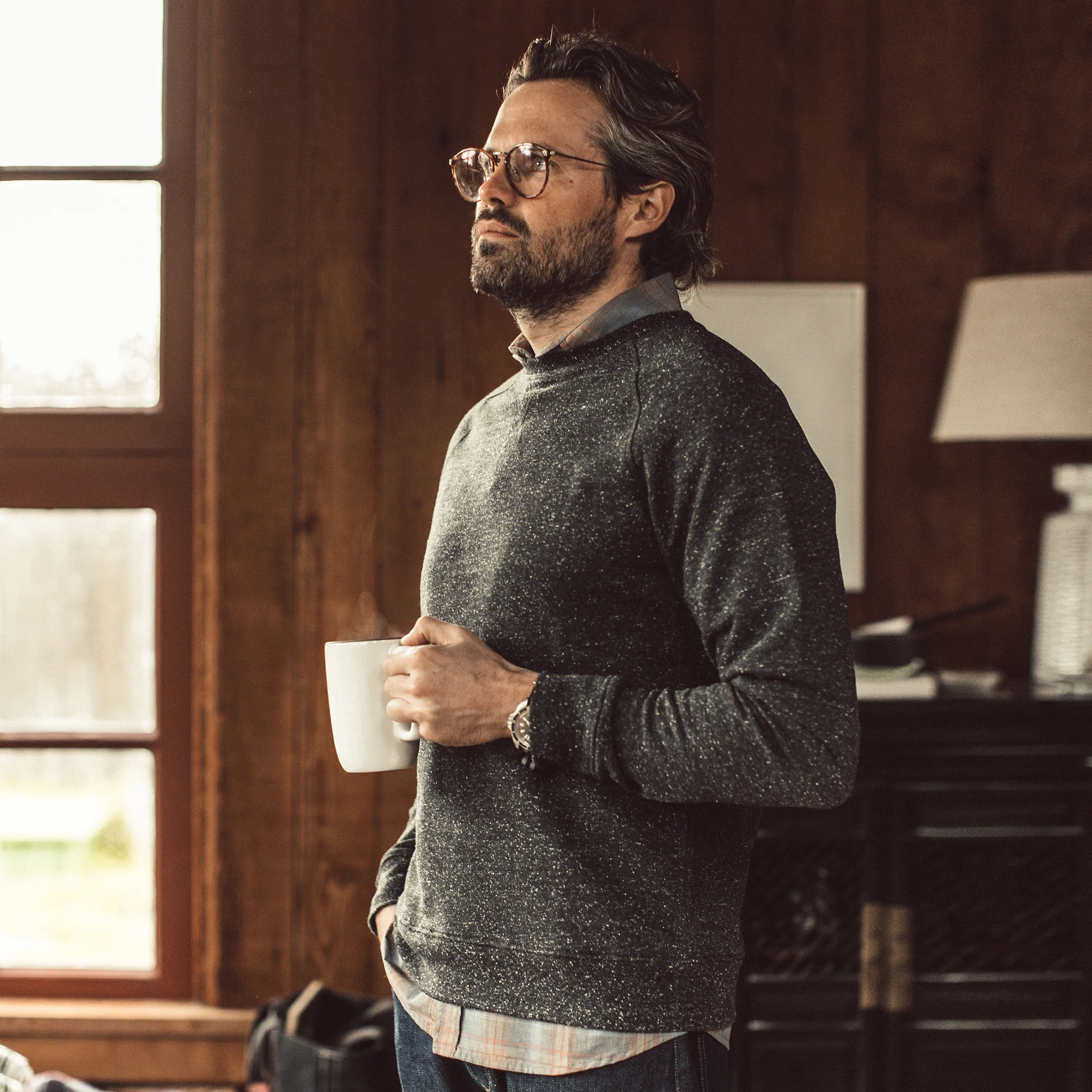 The Crewneck in French Terry Heather Grey - Image 2