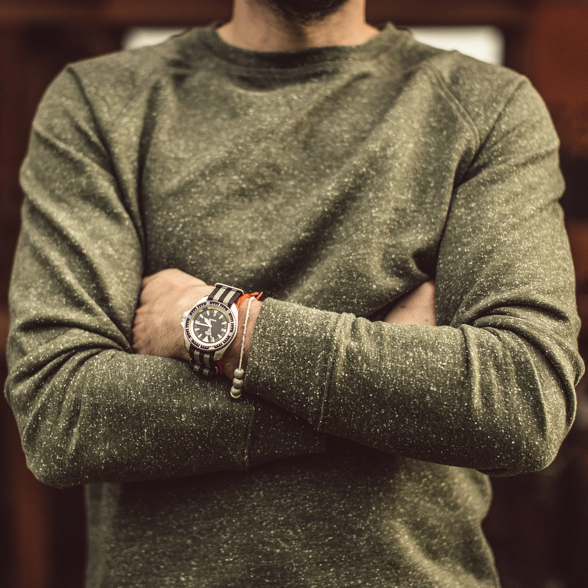 The Crewneck in French Terry Heather Olive - Image 4
