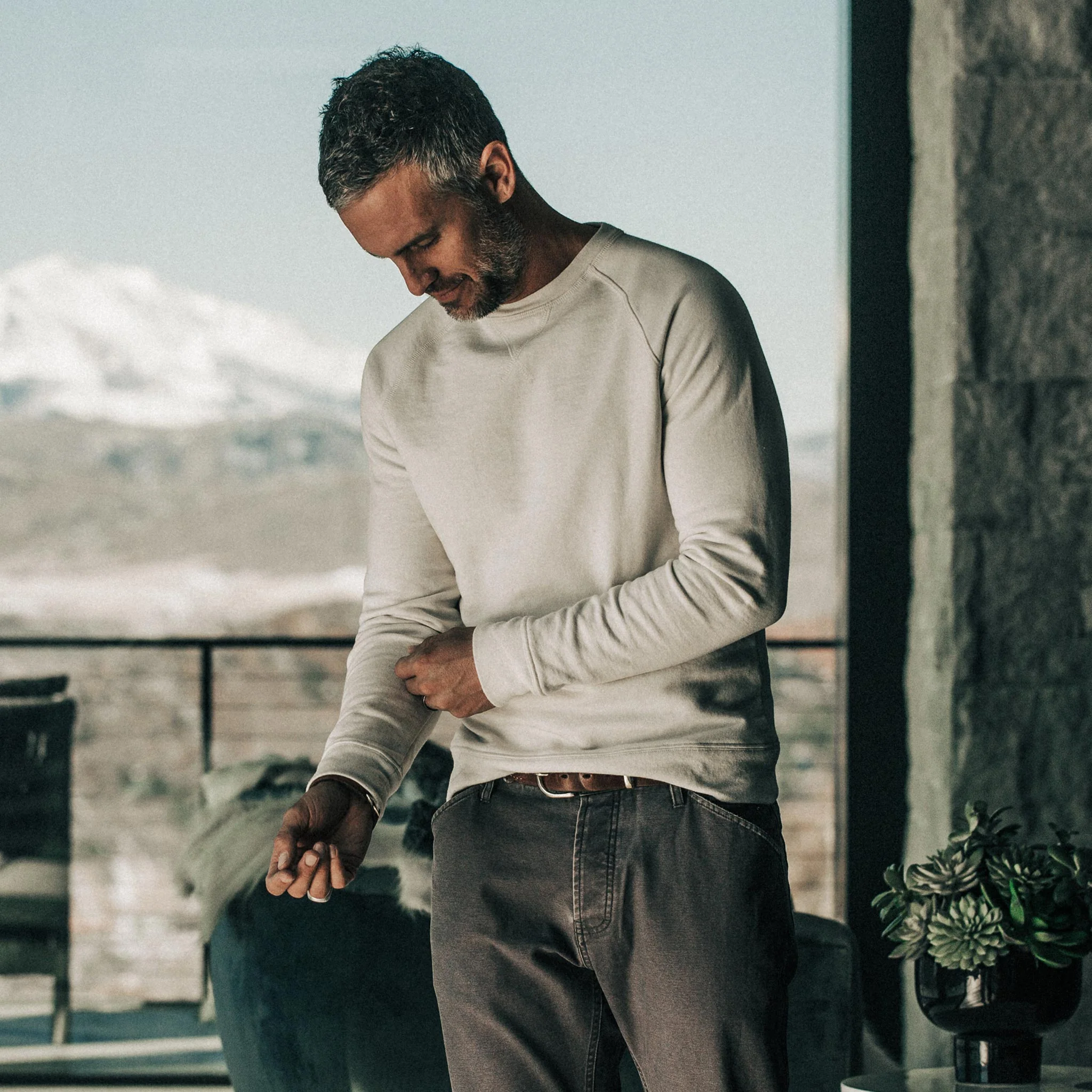 The Crewneck in Natural Donegal Terry - Image 2