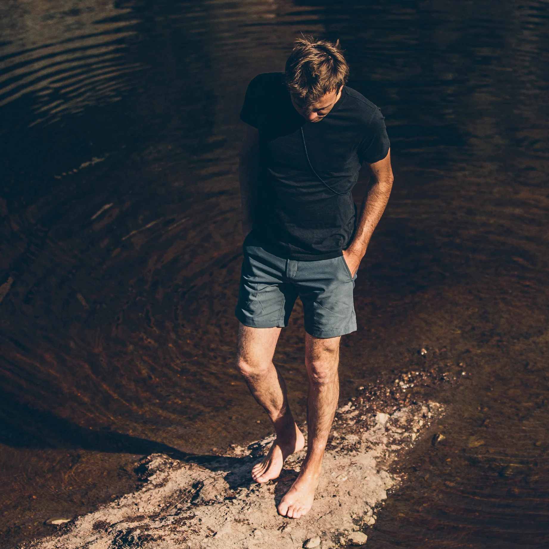 The Crewneck Pocket Tee in Black Merino - Image 3