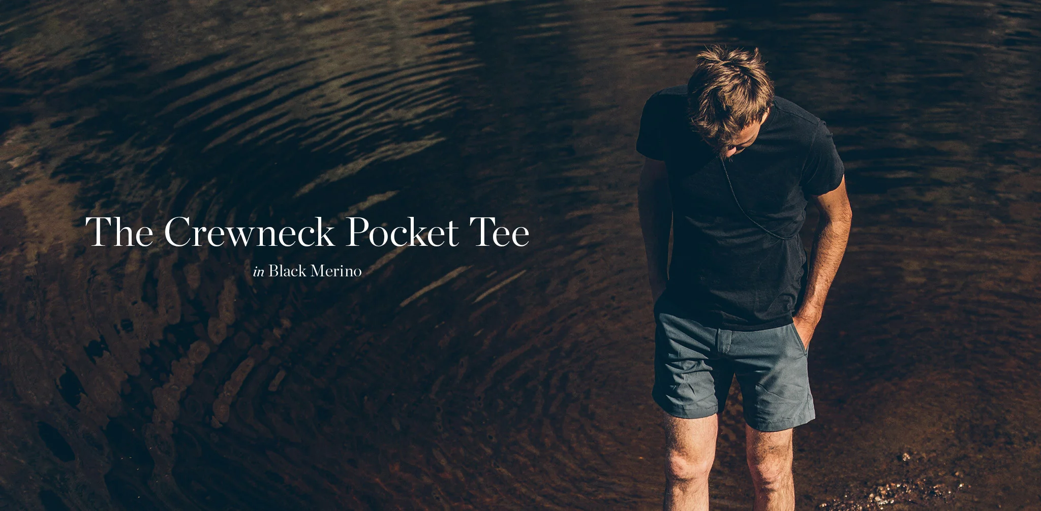The Crewneck Pocket Tee in Black Merino - Image 5