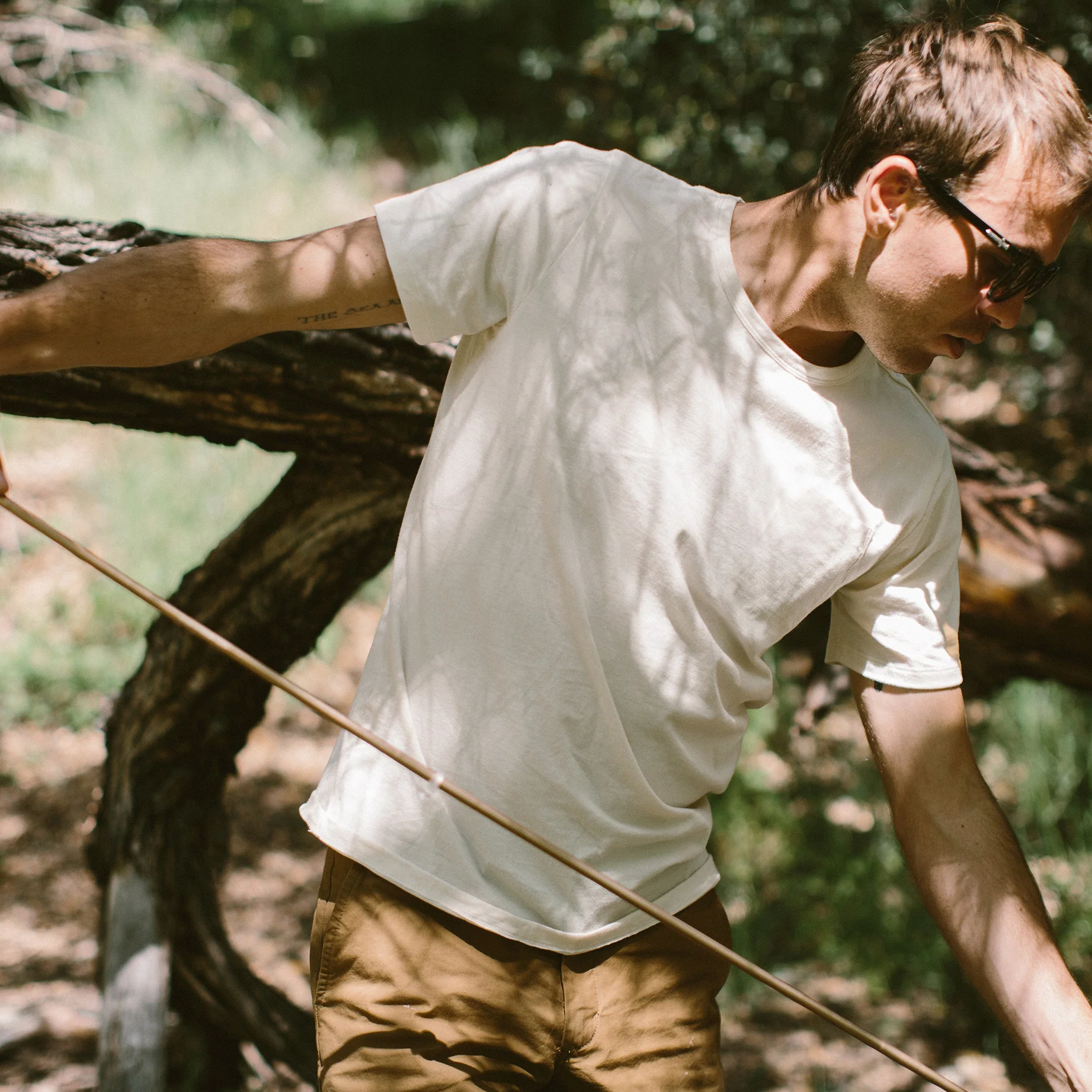 The Crewneck Pocket Tee in Natural Merino - Image 3