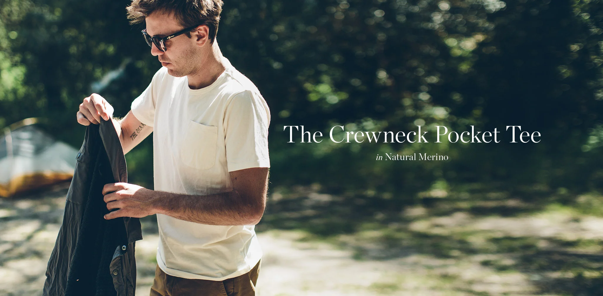 The Crewneck Pocket Tee in Natural Merino - Image 5