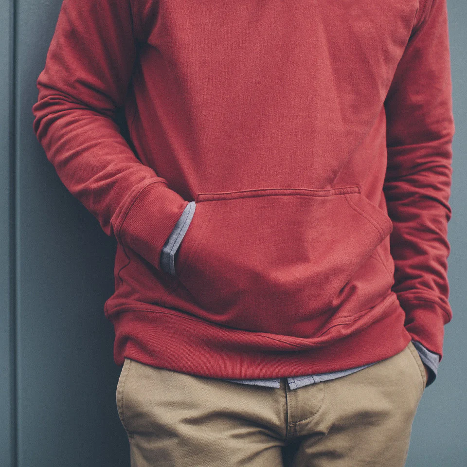 The Dusty Red 3 Button Hooded Sweatshirt - Image 5