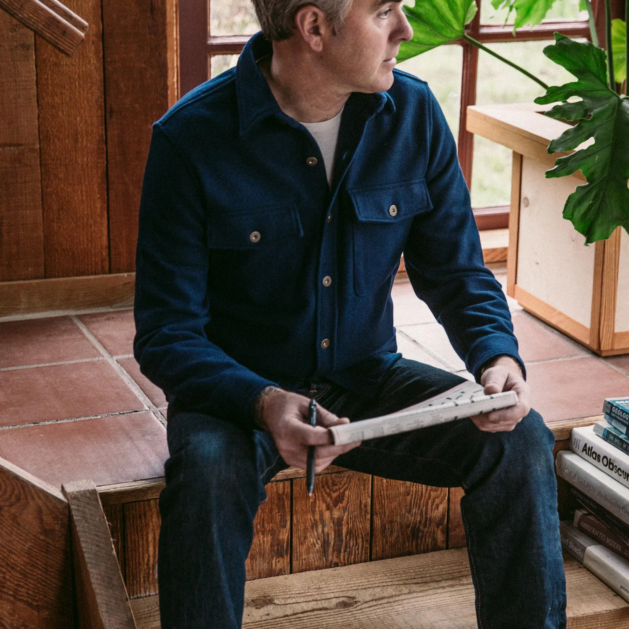 The Explorer Shirt in Navy Boiled Wool - Image 3