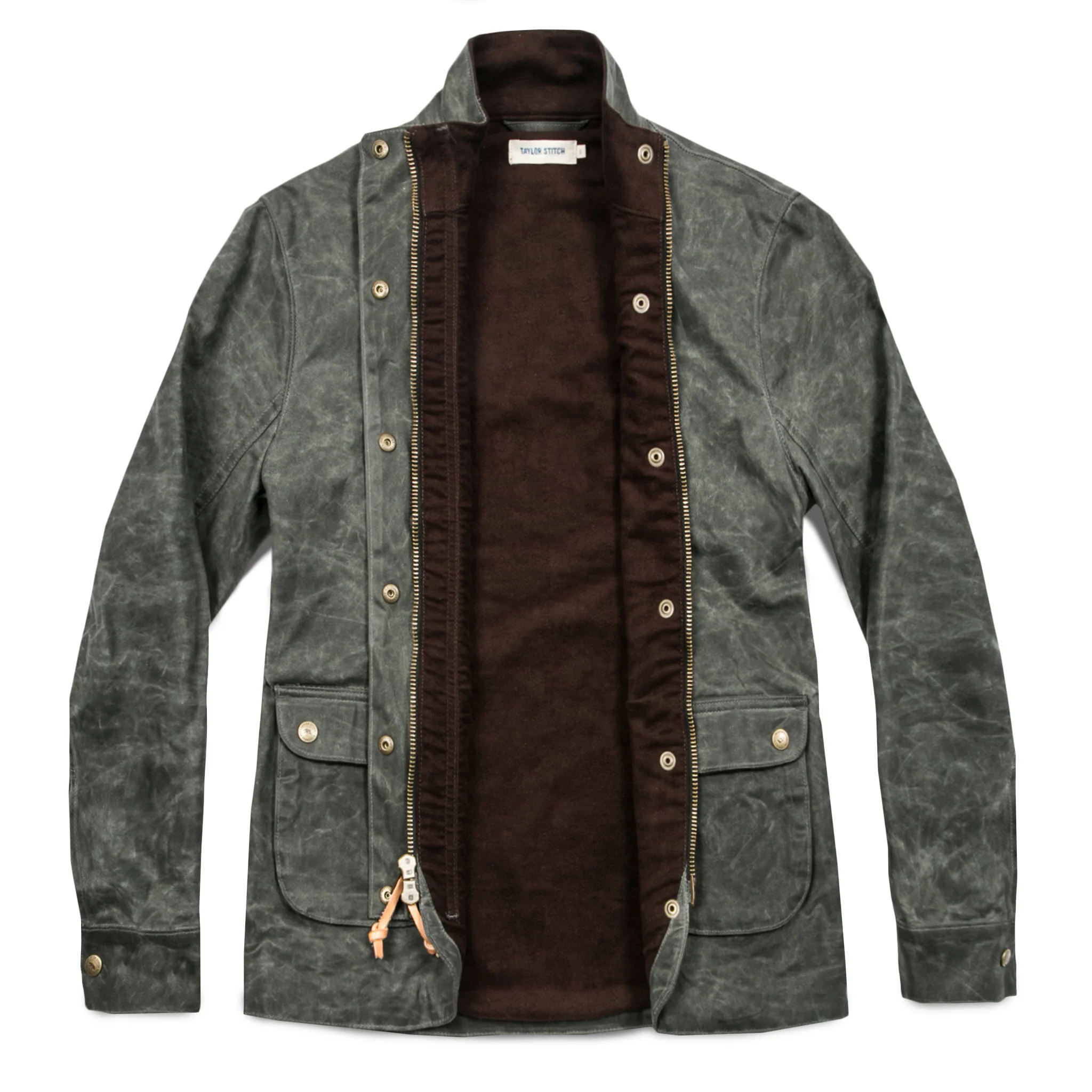 The Field Jacket in Dark Olive Beeswaxed Canvas - Image 7