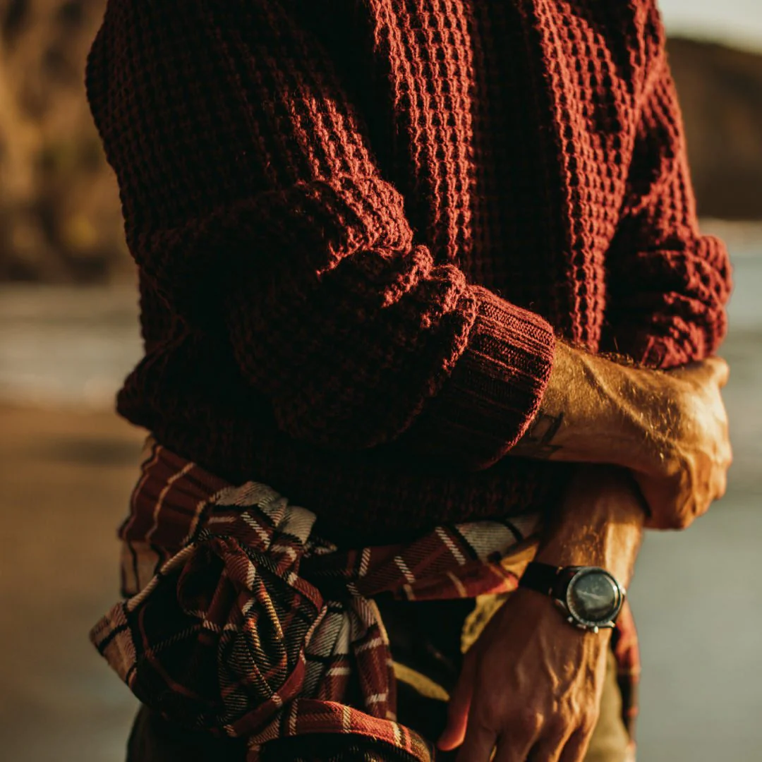 The Fisherman Sweater in Maroon Waffle - Image 2