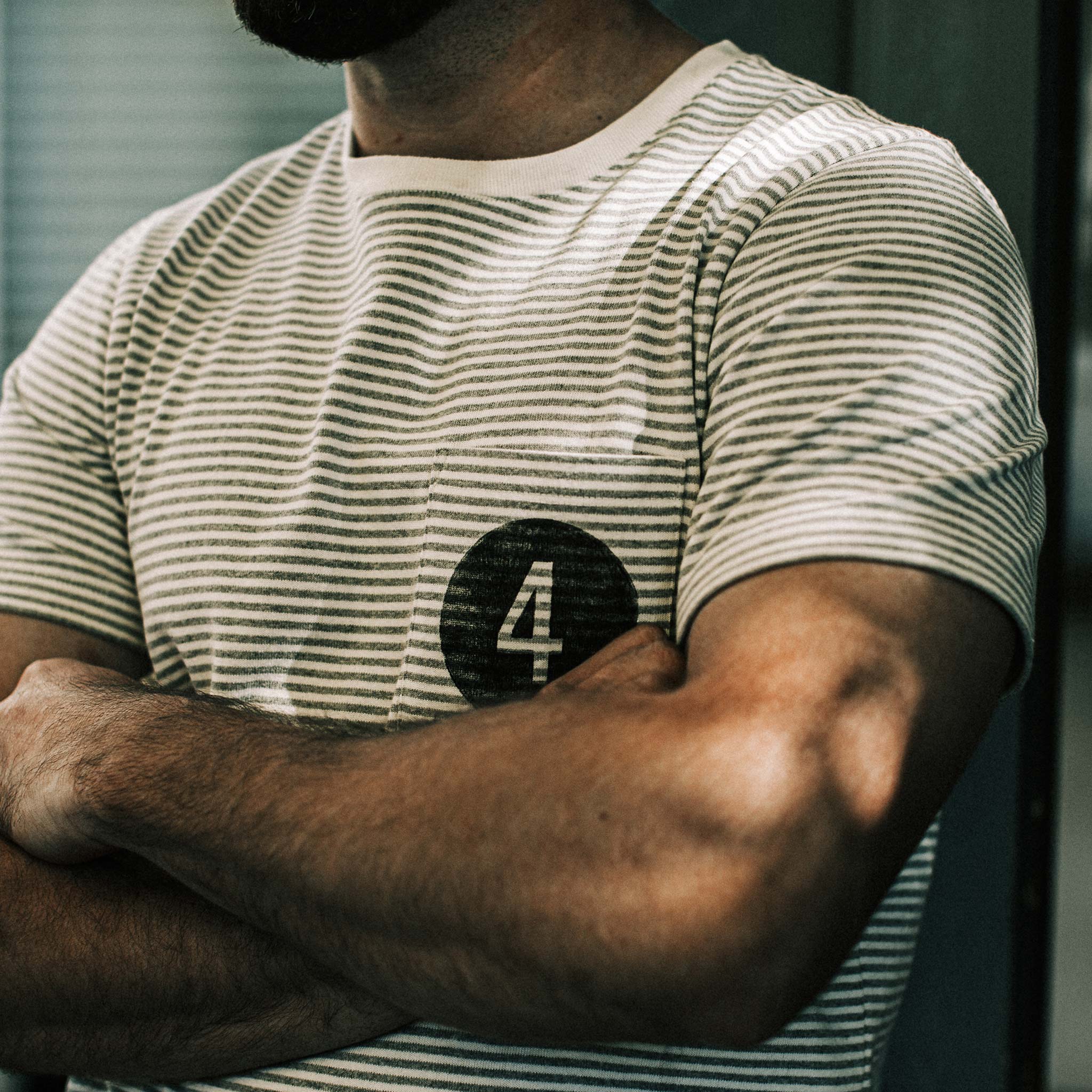 The Fourtillfour Heavy Bag Tee in Ash Stripe - Image 3