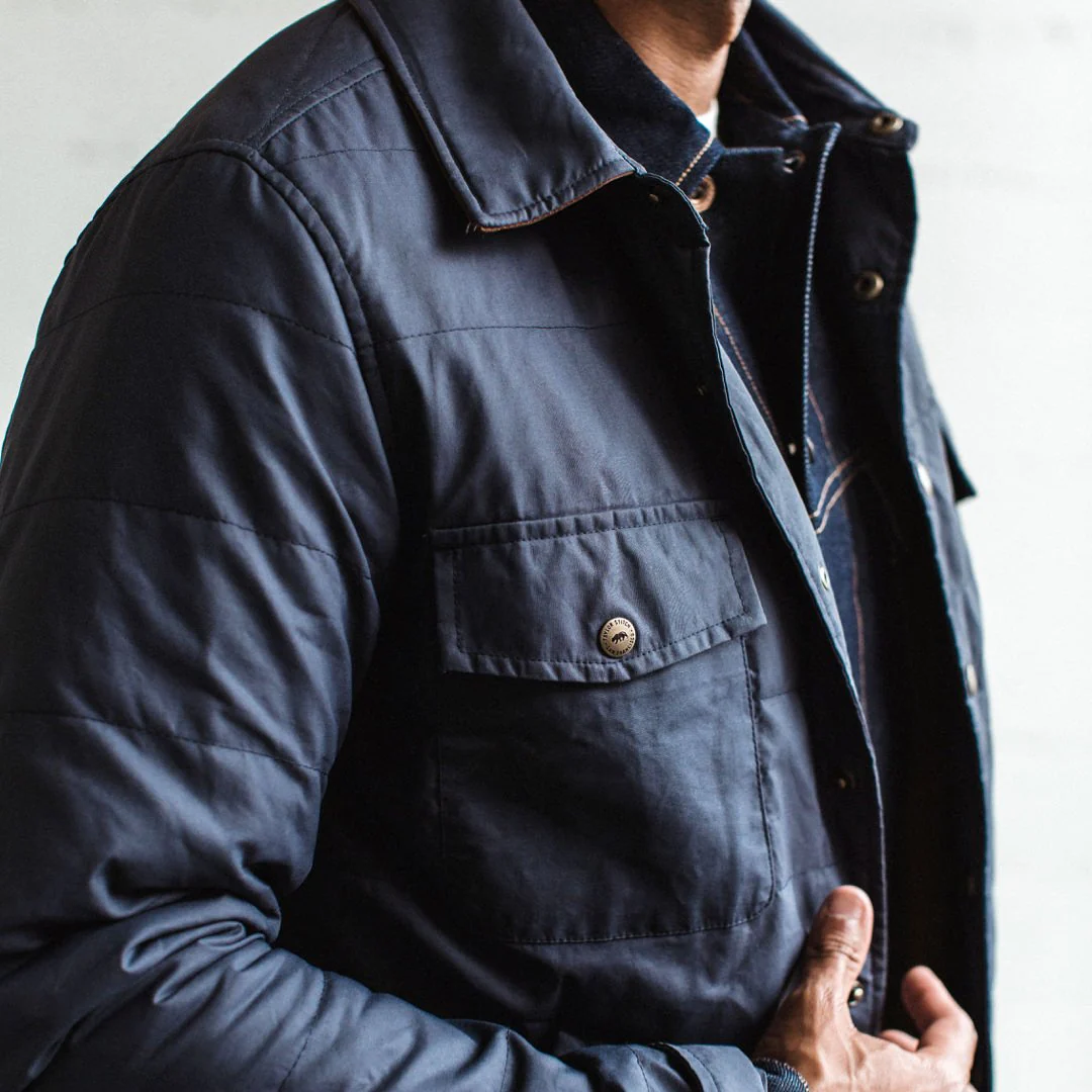 The Garrison Shirt Jacket in Navy Dry Wax - Image 5
