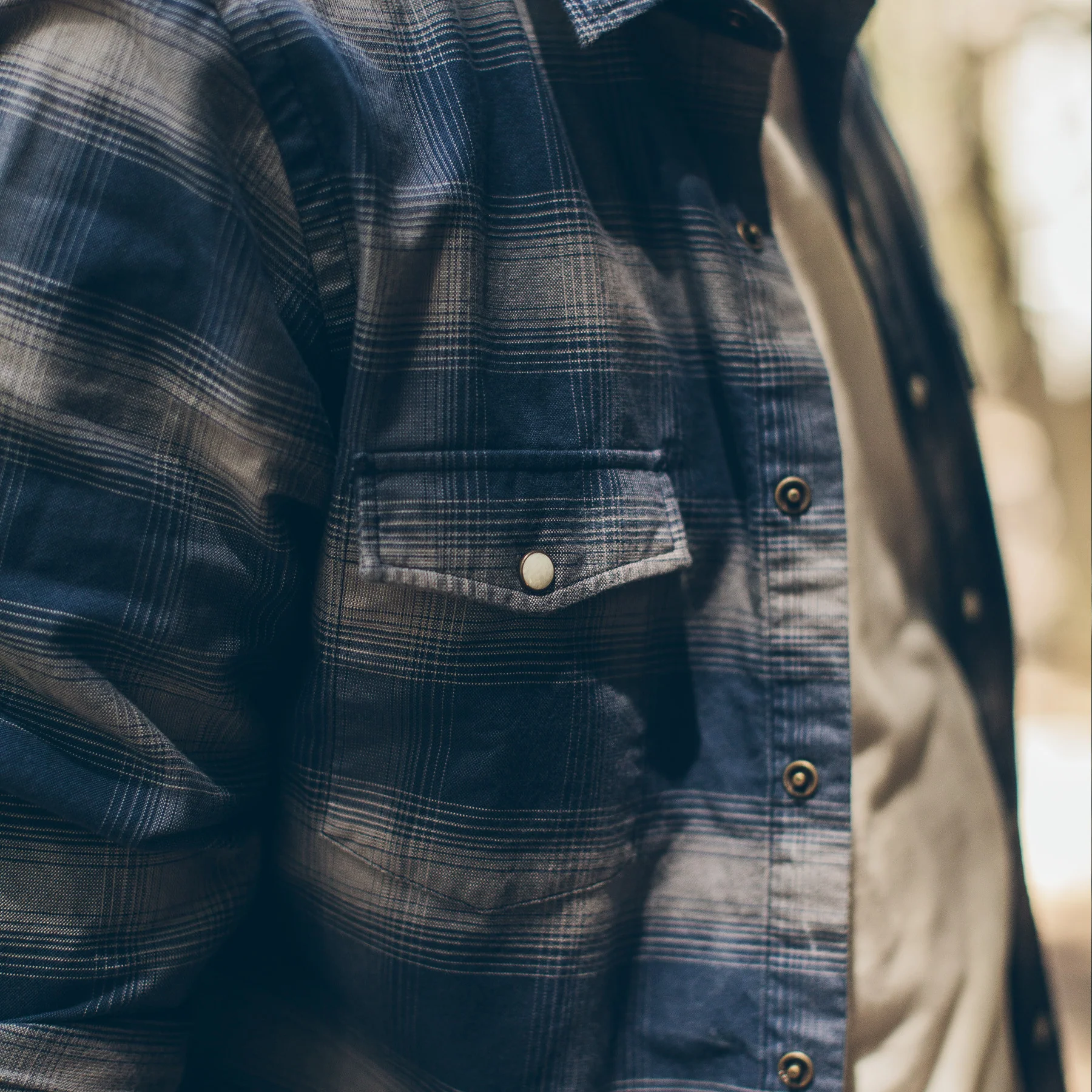 The Glacier Shirt in Navy & Grey Shadow Plaid - Image 5