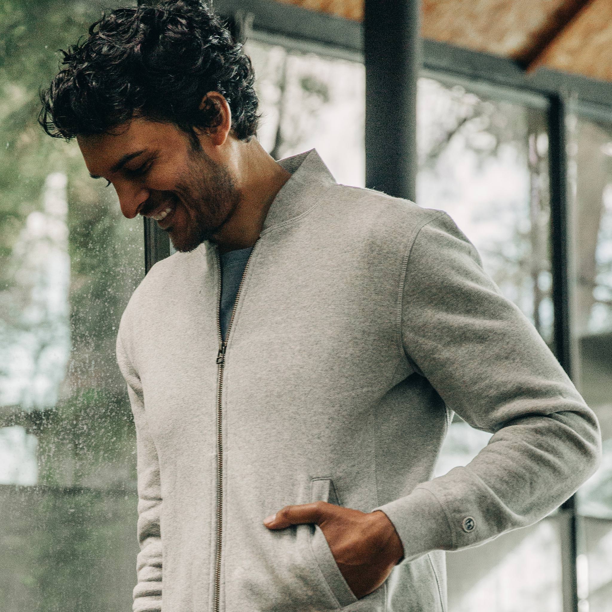 The Heavy Bag Bomber in Heather Grey Fleece - Image 5