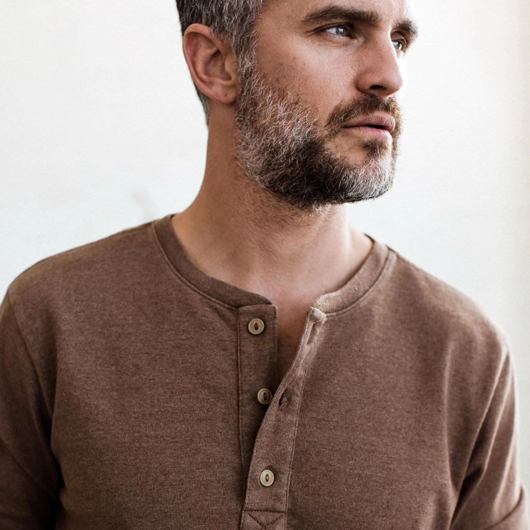 The Heavy Bag Henley in Fatigue Brown - Image 3