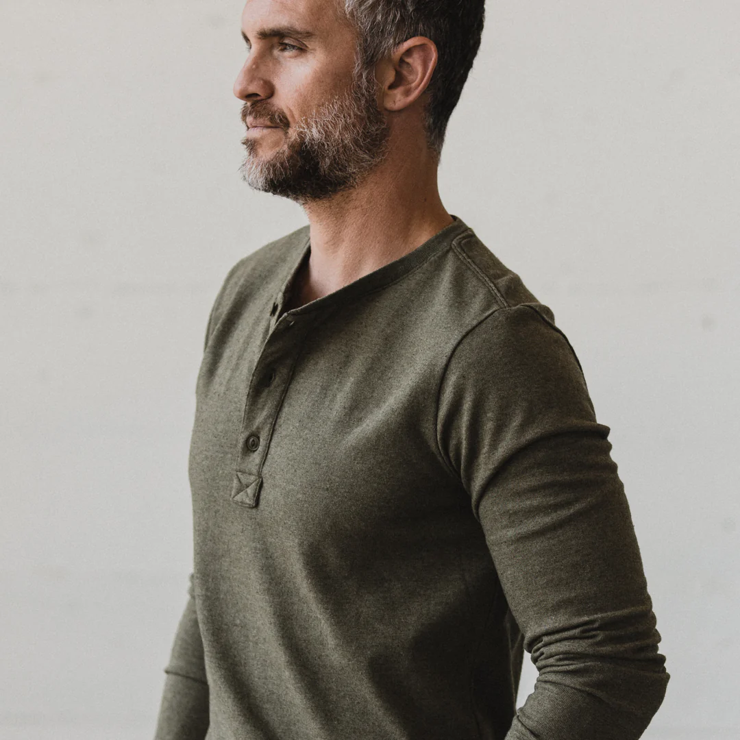 The Heavy Bag Henley in Fatigue Green - Image 3