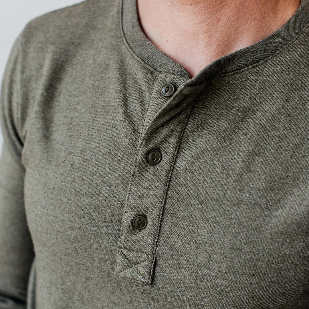 The Heavy Bag Henley in Fatigue Green - Image 4