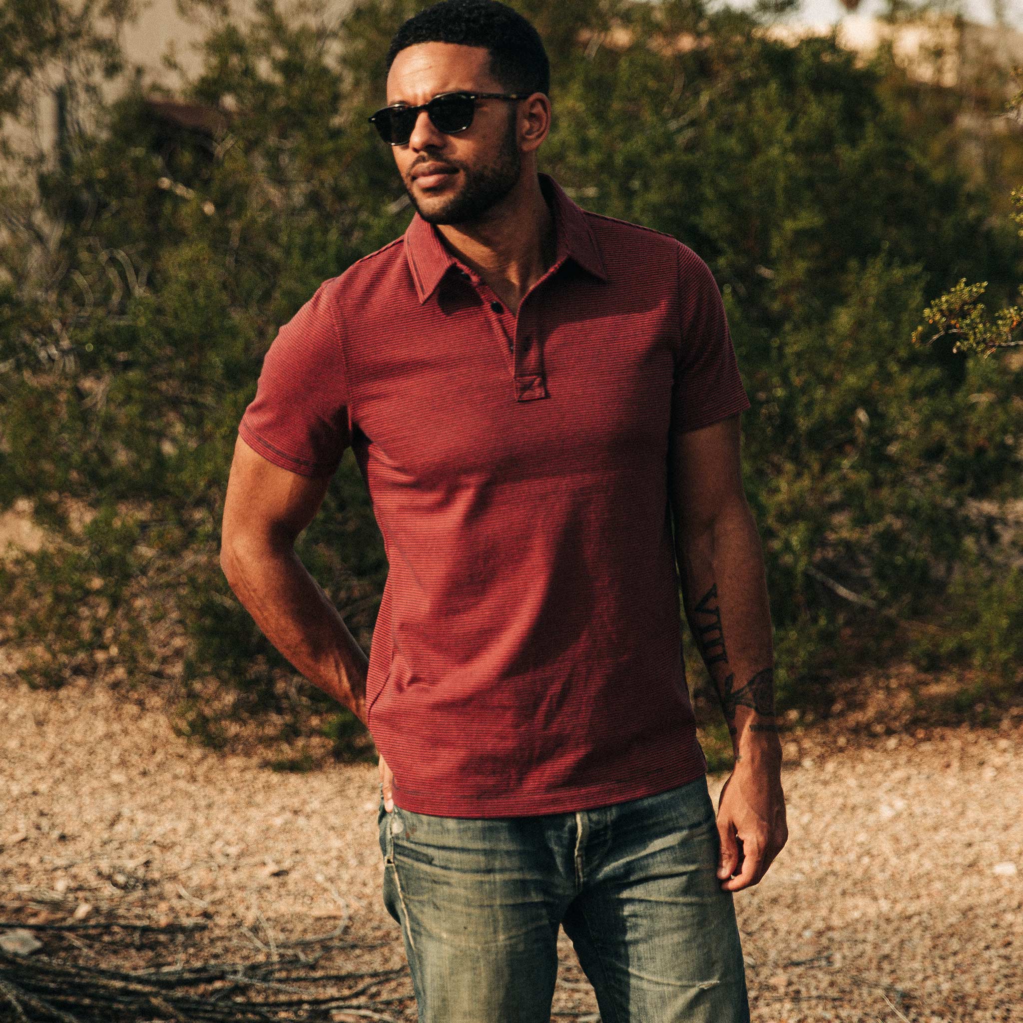 The Heavy Bag Polo in Red Stripe - Image 2