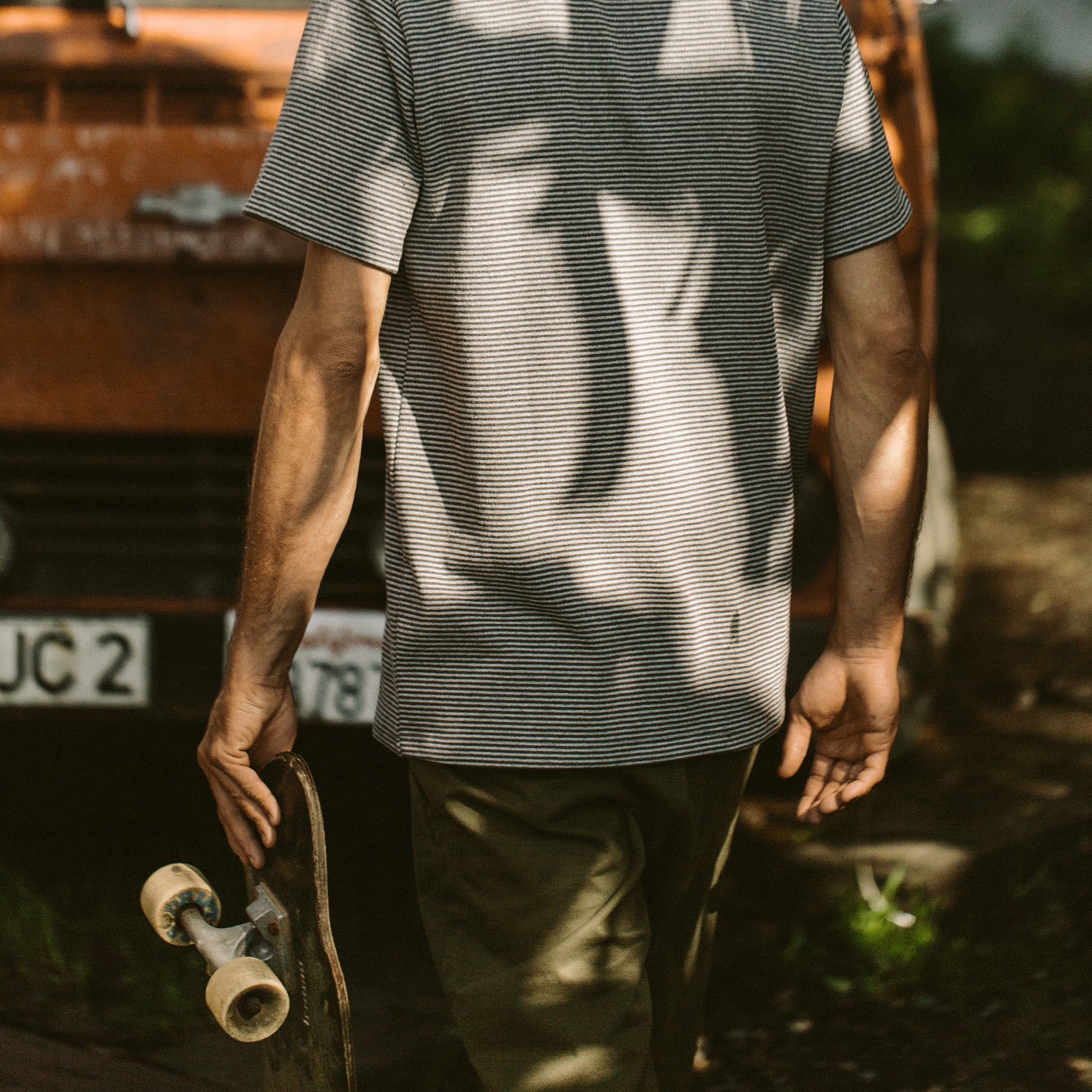 The Heavy Bag Tee in Grey Stripe - Image 7