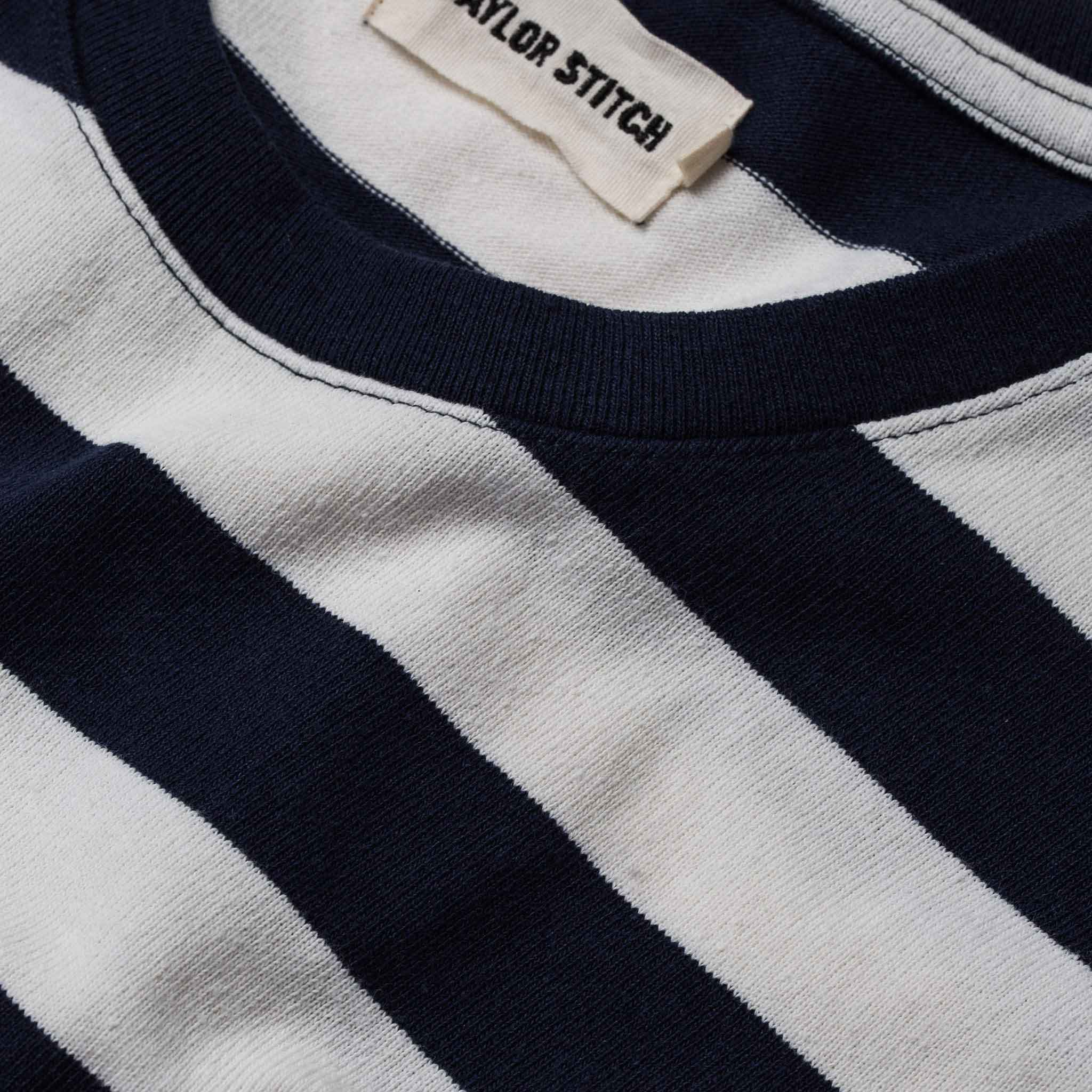 The Heavy Bag Tee in Natural & Navy Rugby Stripe - Image 7
