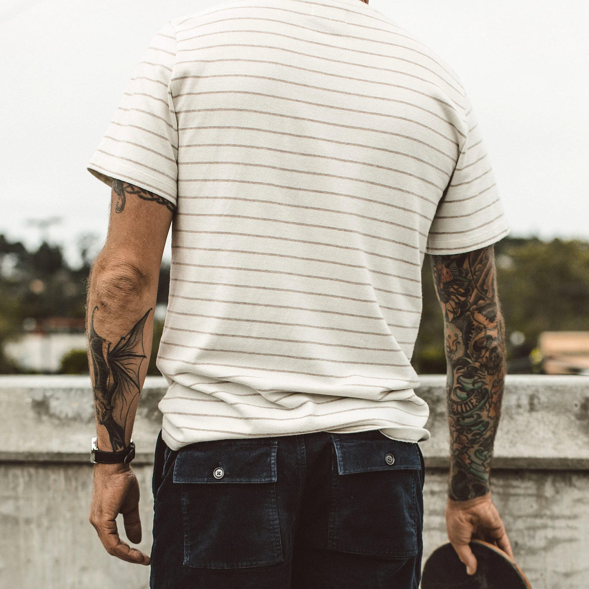 The Heavy Bag Tee in Natural Stripe - Image 4