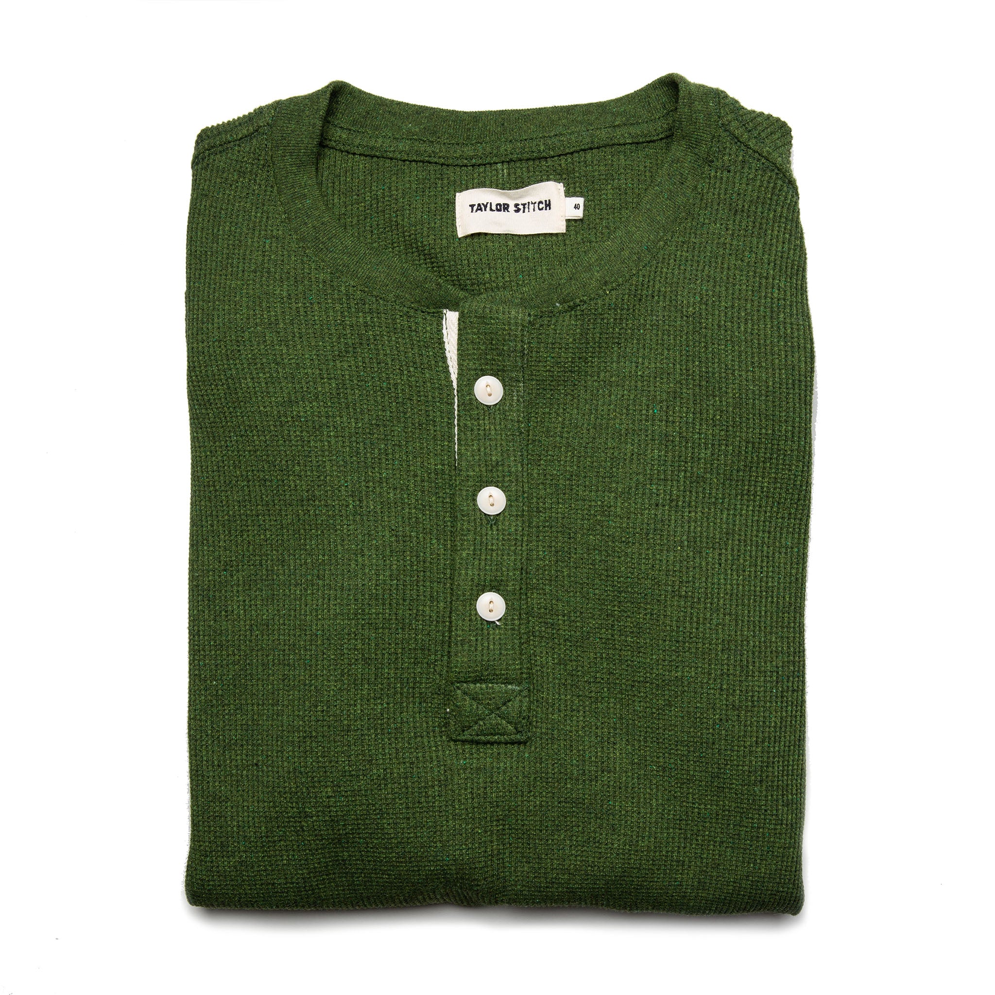 The Heavy Bag Waffle Henley in Heather Olive - Image 7