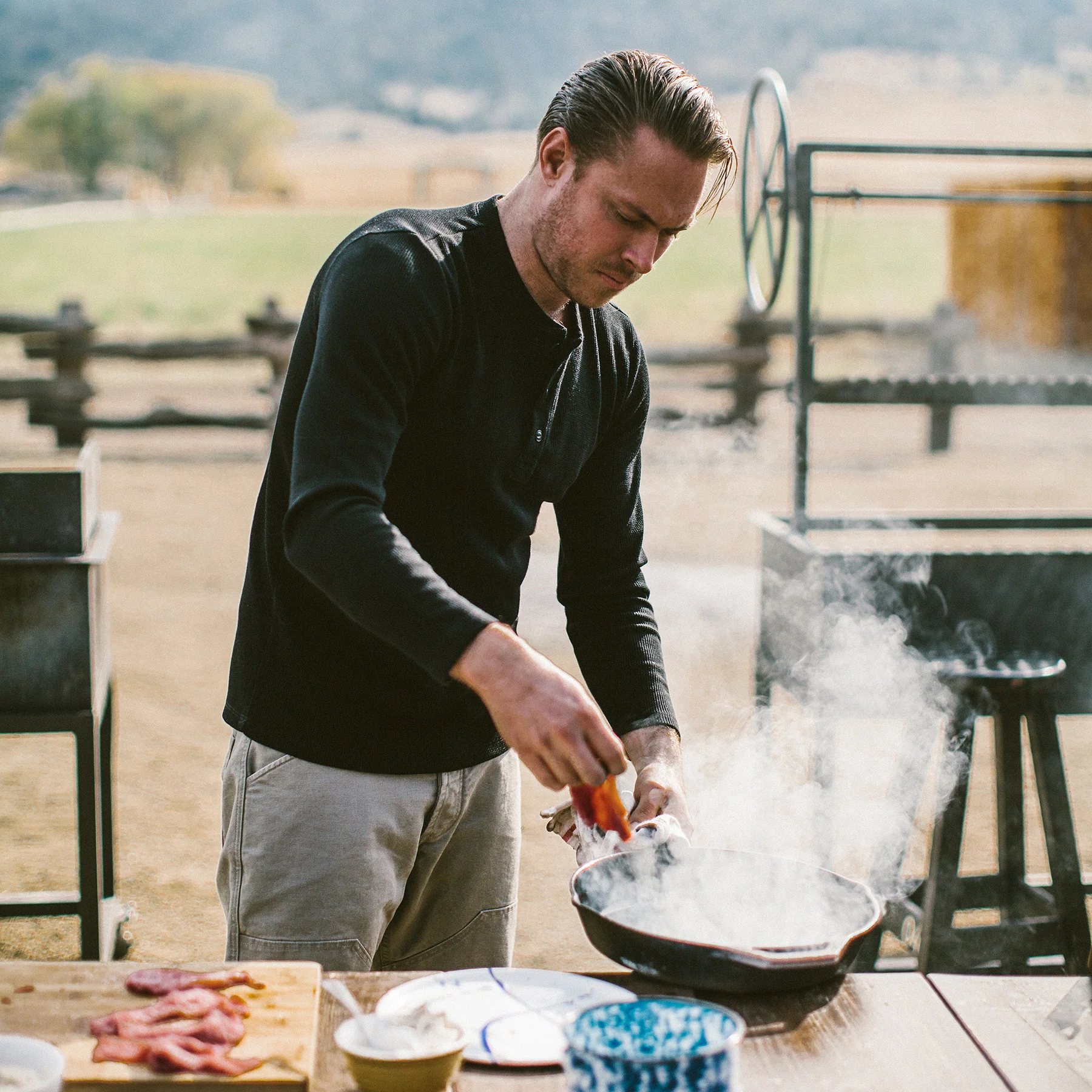 The Henley in Black Merino Waffle - Image 4