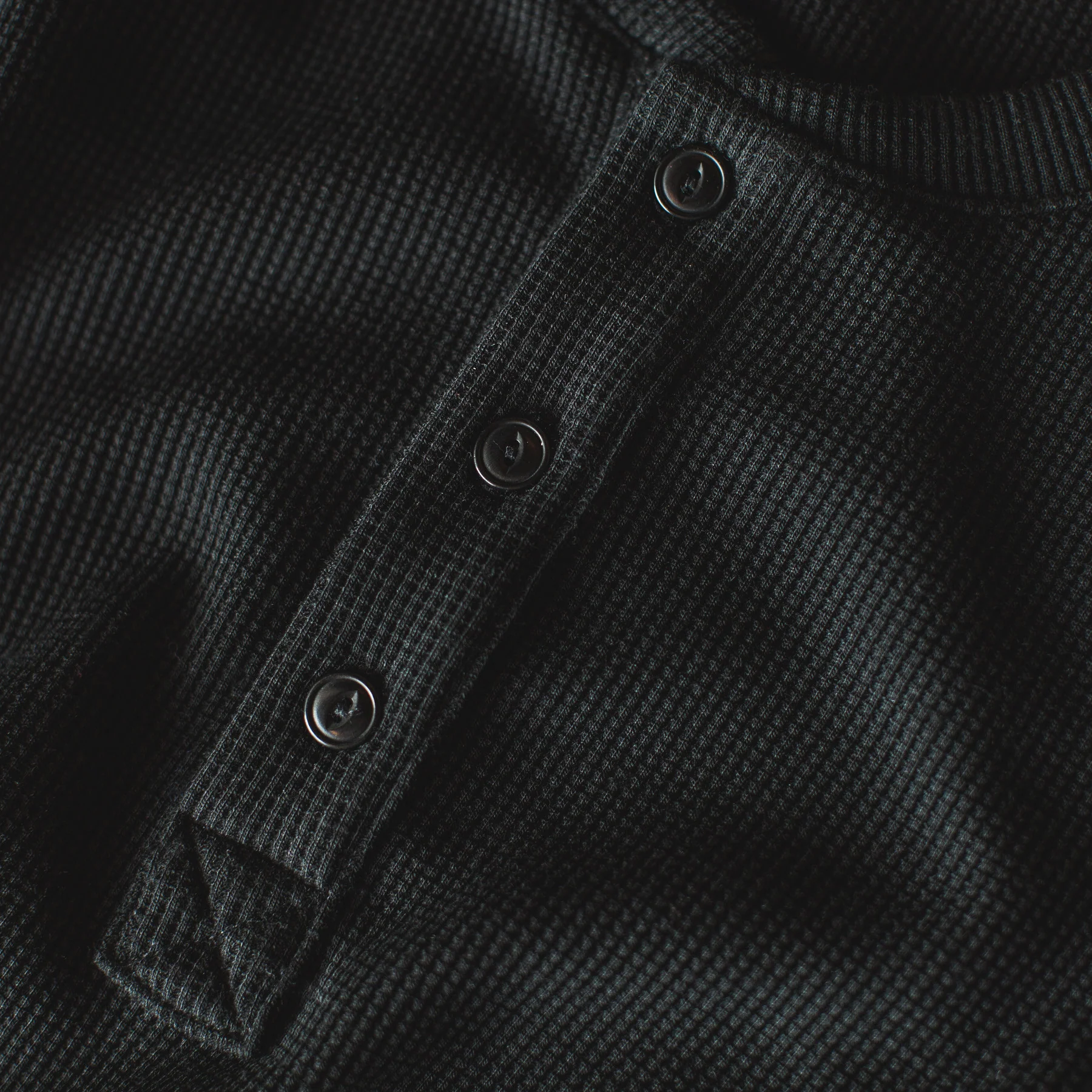The Henley in Black Merino Waffle - Image 5