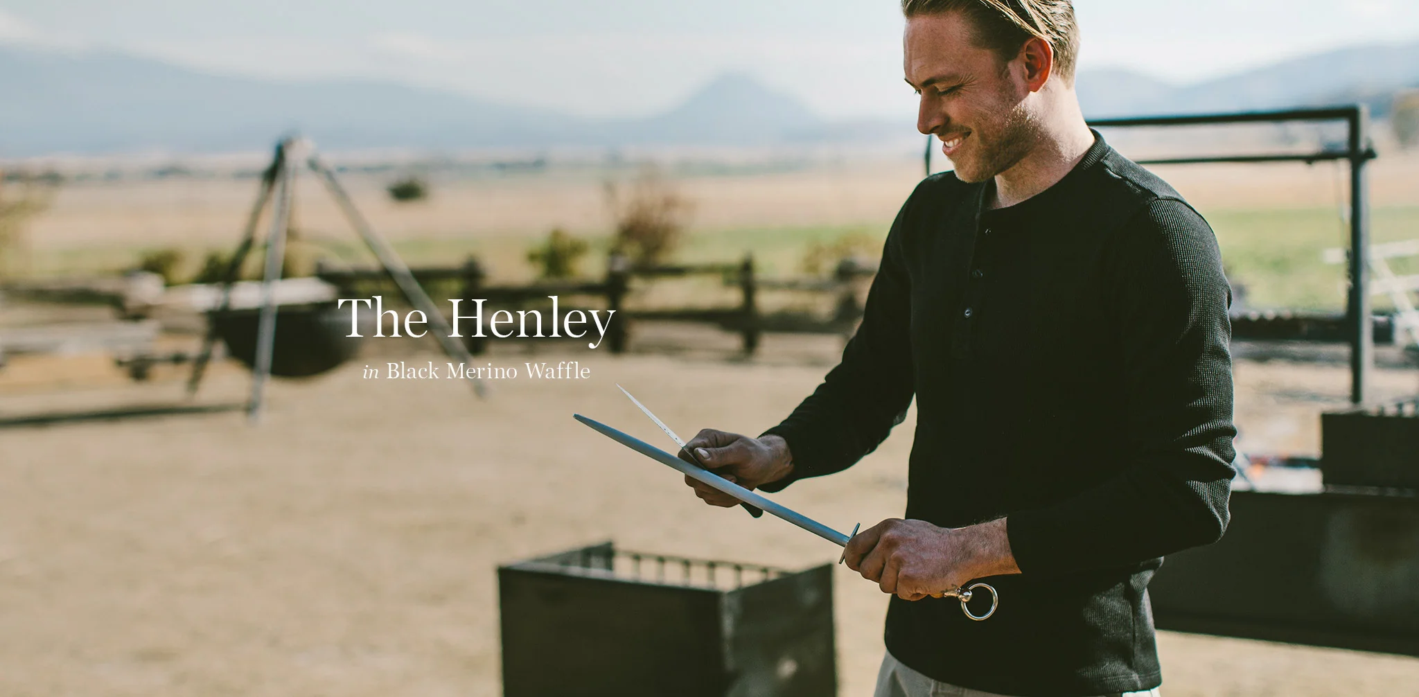 The Henley in Black Merino Waffle - Image 6