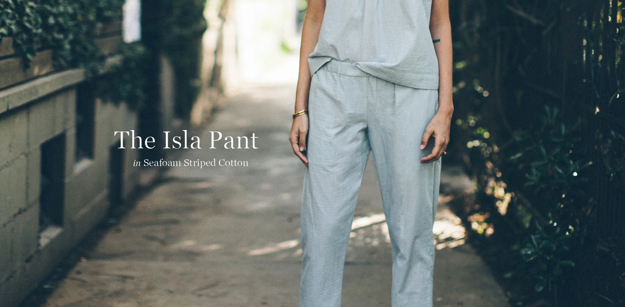 The Isla Pant in Seafoam Striped Cotton - Image 6