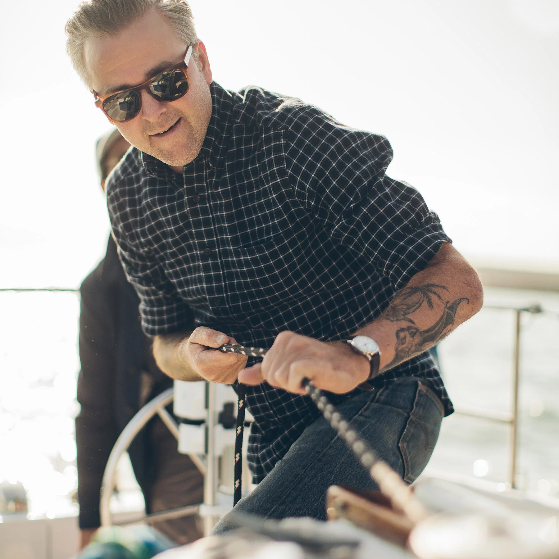 The Jack in Brushed Navy Plaid Flannel - Image 2