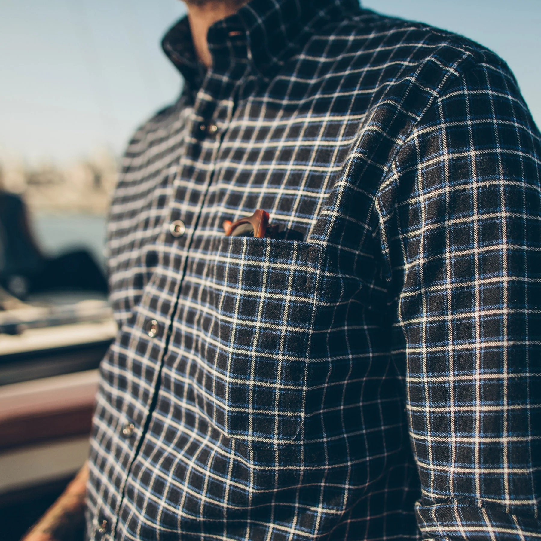 The Jack in Brushed Navy Plaid Flannel - Image 3