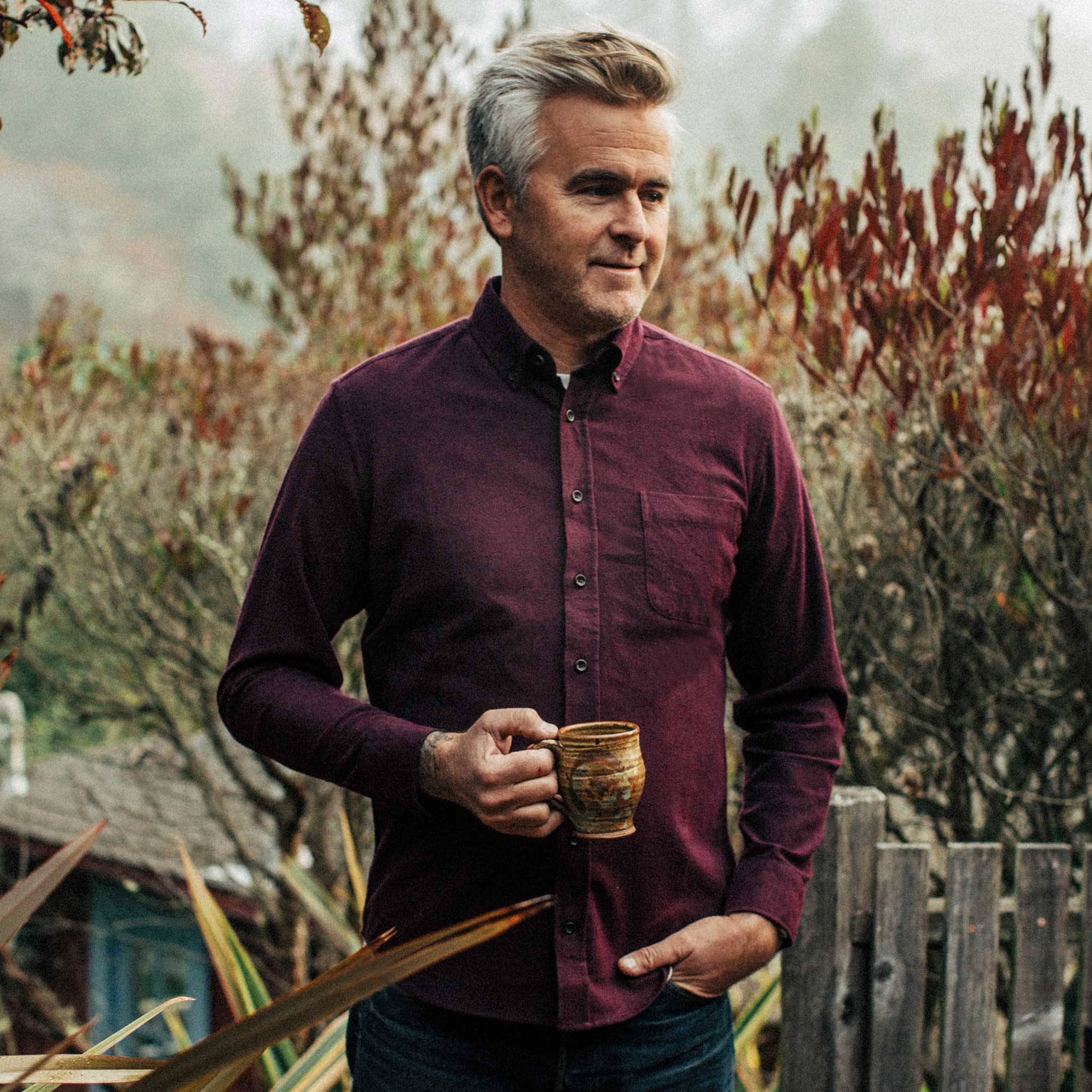 The Jack in Maroon Brushed Oxford - Image 2