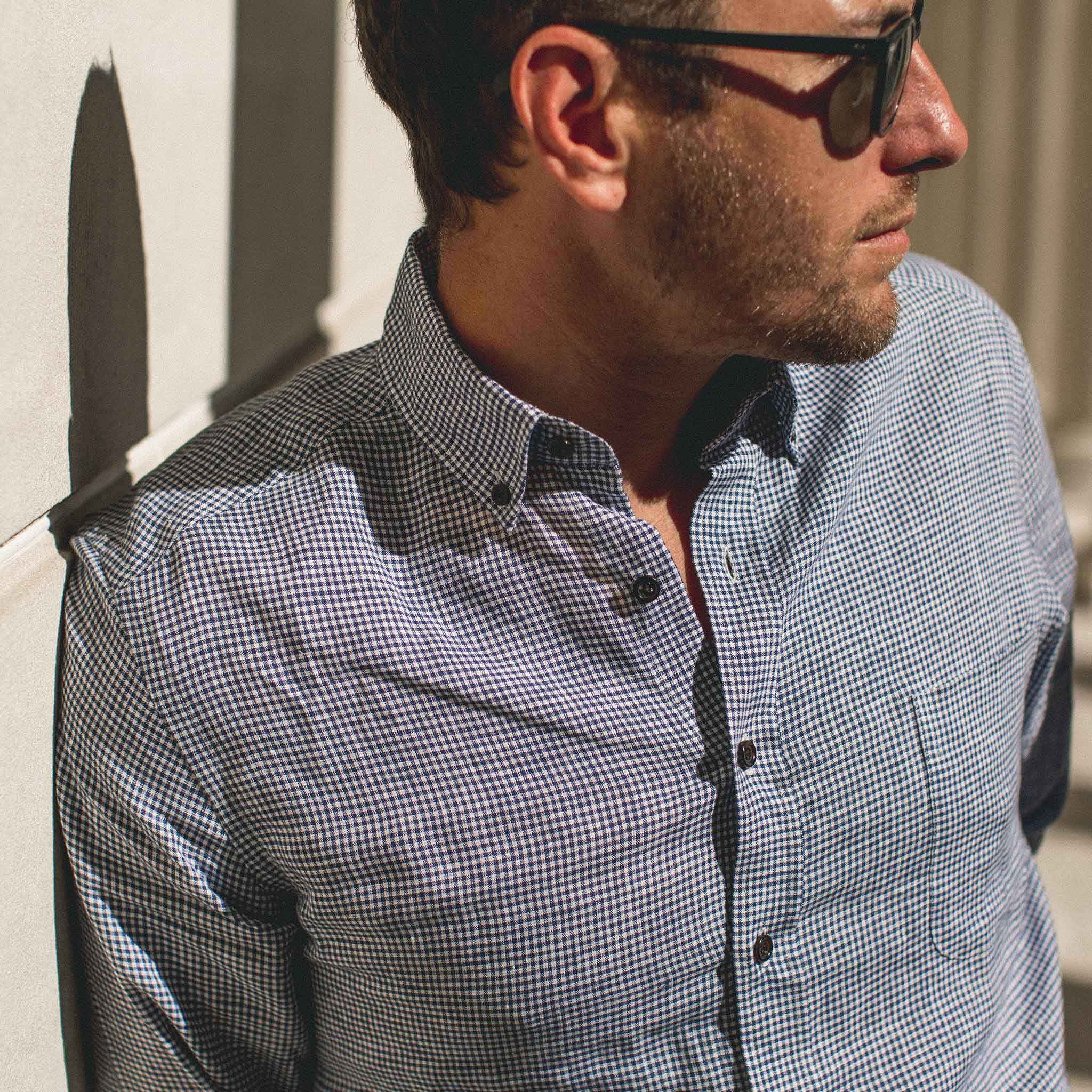 The Jack in Navy Mini Gingham Linen - Image 2
