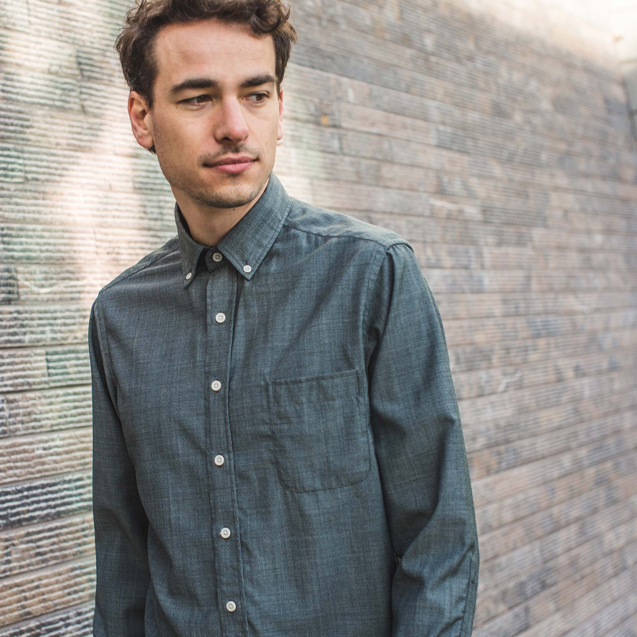 The Merino Jack in Stone Green Chambray - Image 2