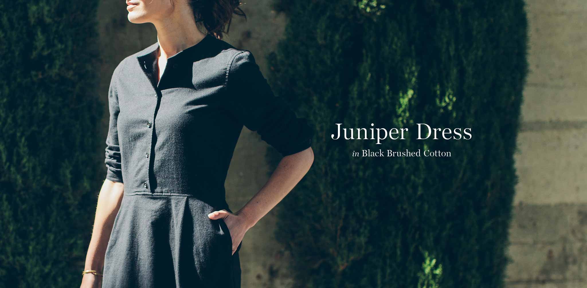 The Juniper Dress in Black Brushed Cotton - Image 8