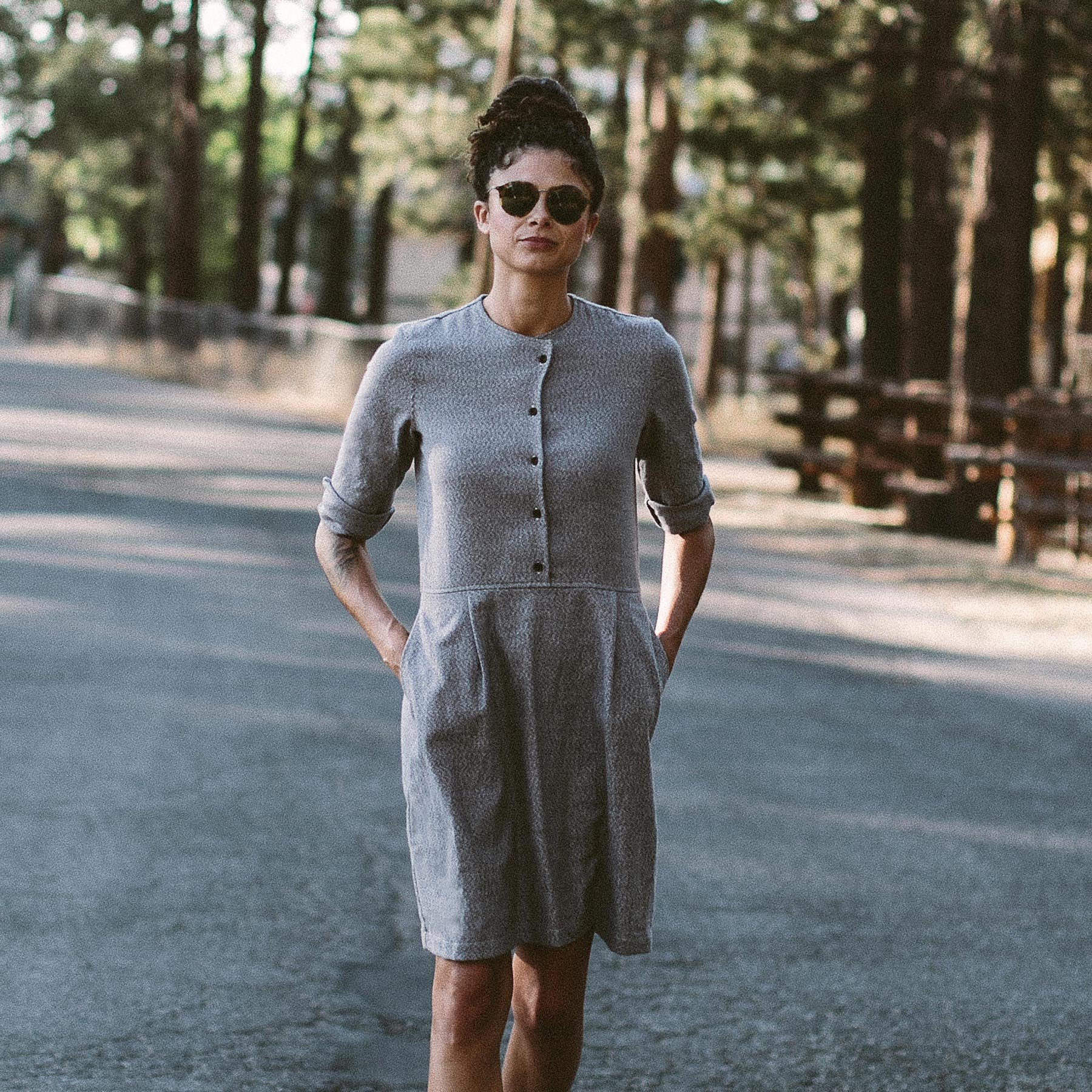 The Juniper Dress in Charcoal Brushed Melange - Image 2