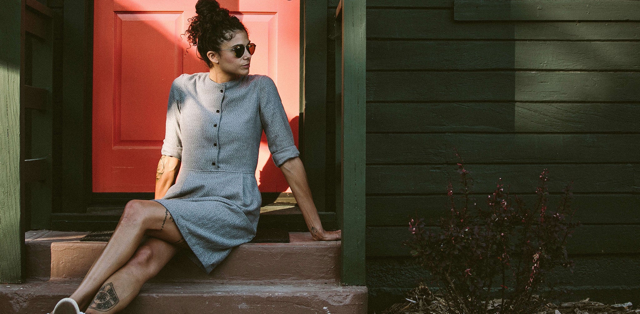 The Juniper Dress in Charcoal Brushed Melange - Image 7