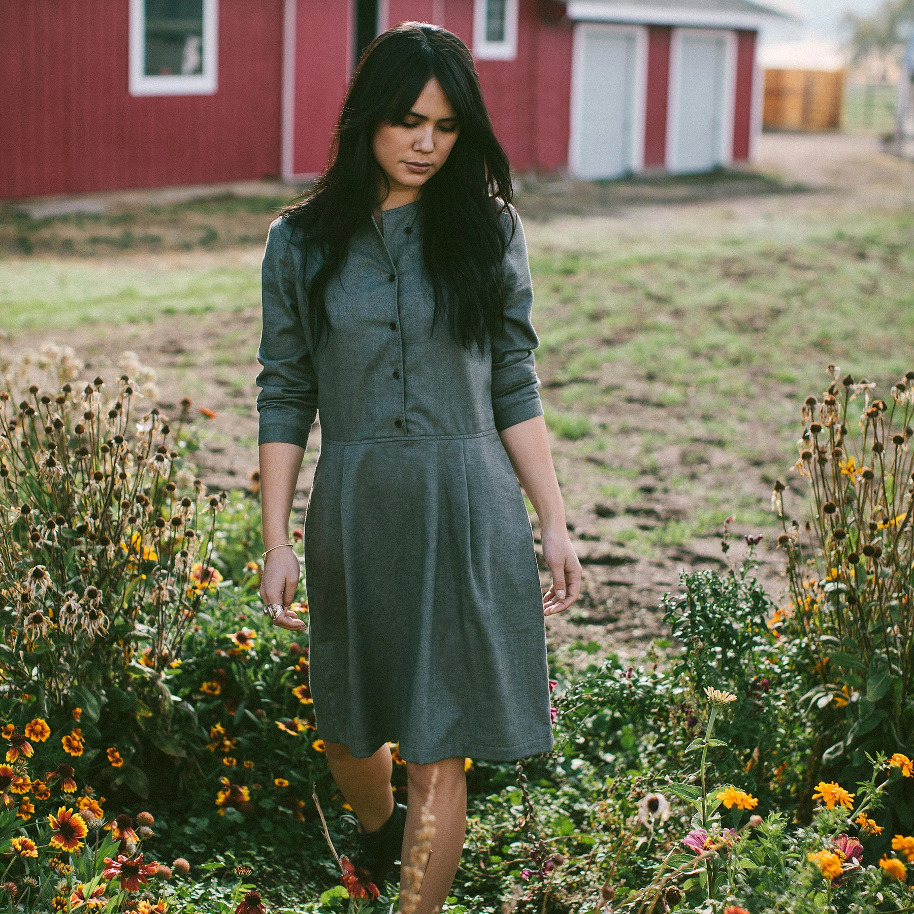 The Juniper Dress in Sage Brushed Cotton - Image 3