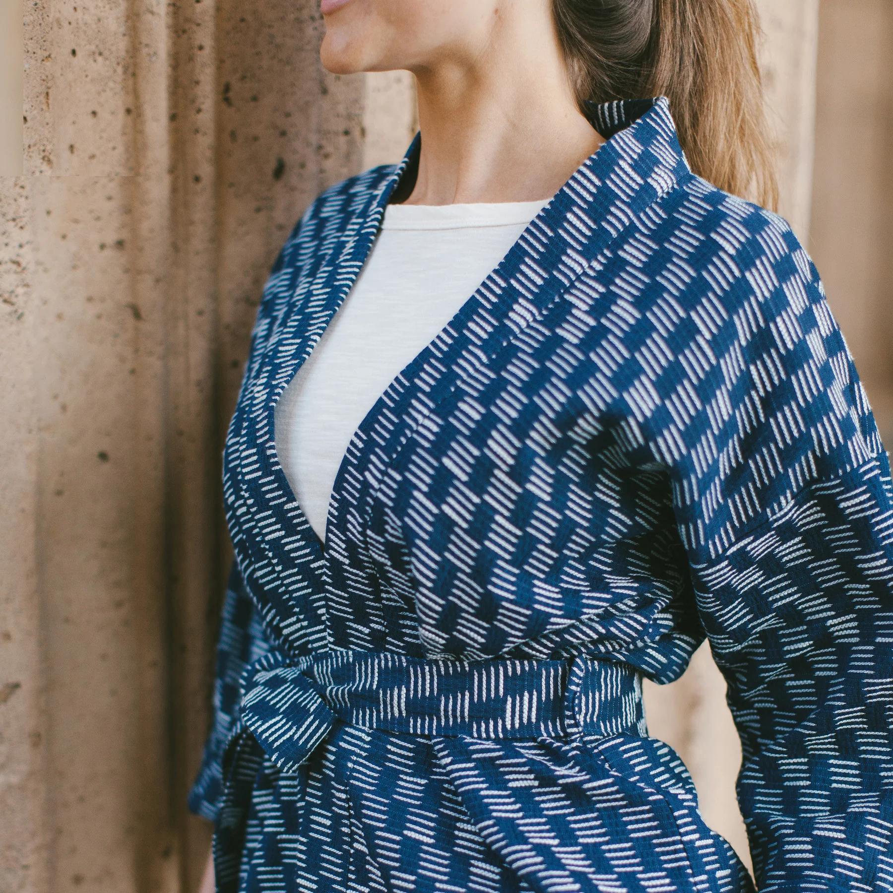 The Kimono in Indigo Dyed Jacquard - Image 5
