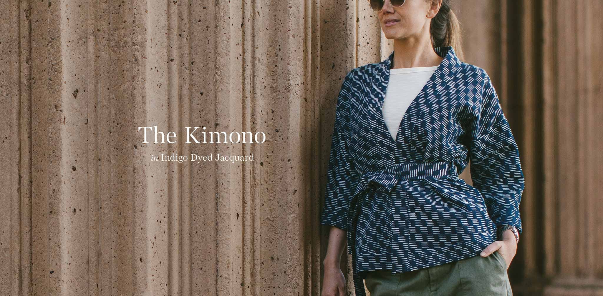 The Kimono in Indigo Dyed Jacquard - Image 7