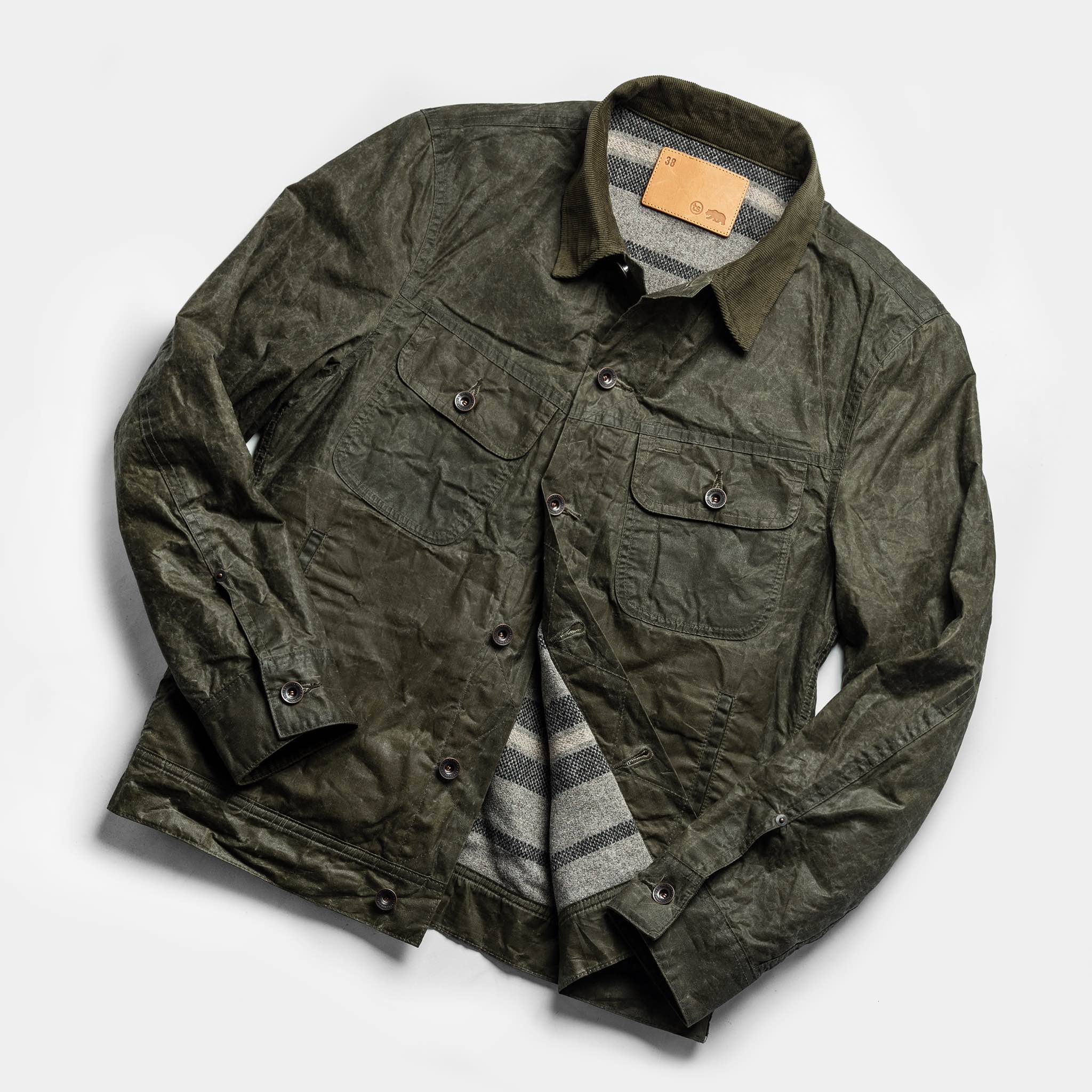 The Lined Long Haul Jacket in Olive Waxed Canvas - Image 12
