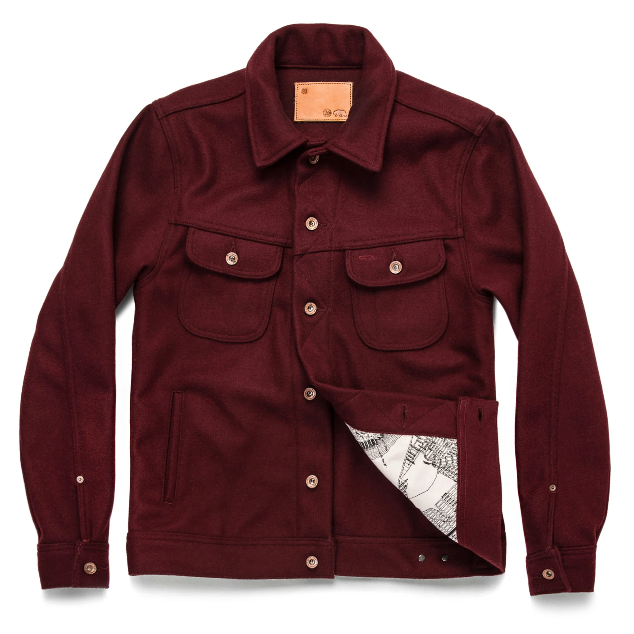 The Long Haul Jacket in Burgundy Melton Wool - Image 11